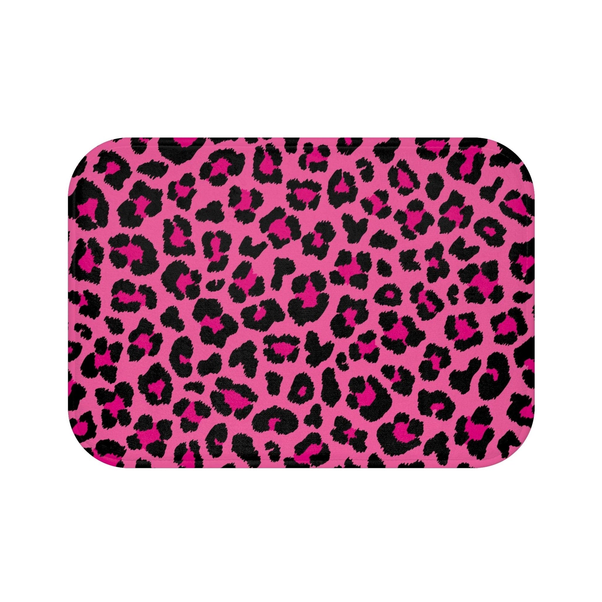 Pink Leopard Animal Print Cheetah Spots Bath Mat | lovevisionkarma.com