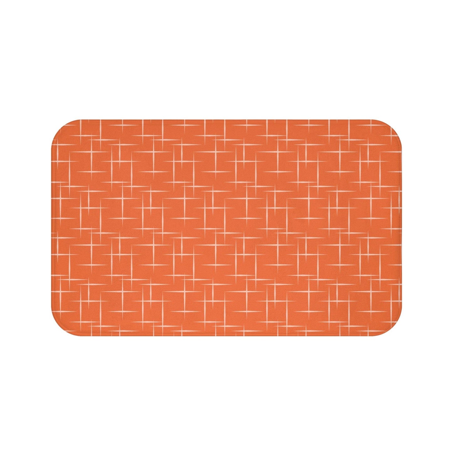 Retro 50s Abstract Lines Mid Century Modern Orange Bath Mat | lovevisionkarma.com