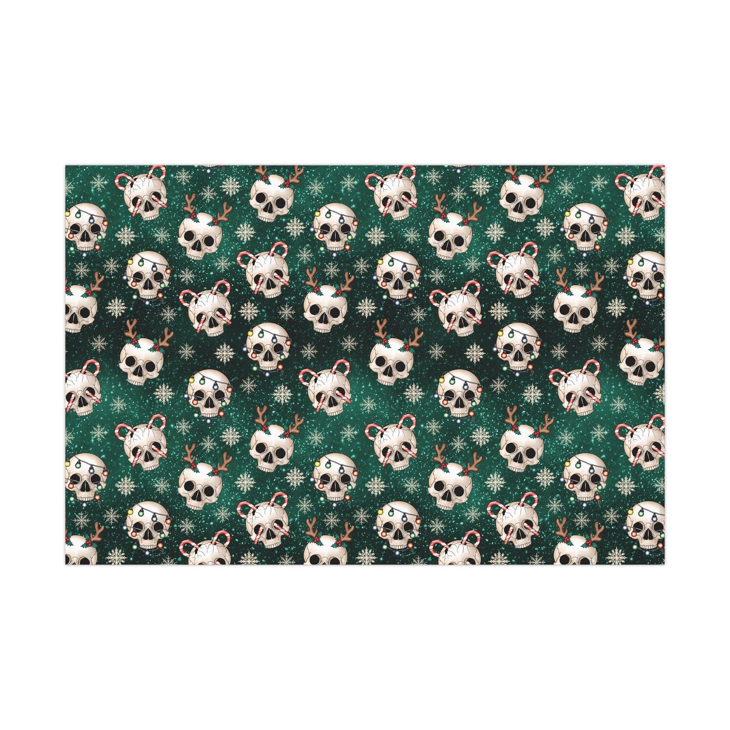 Goth Christmas Skulls Festive Green Creepmas Eco-Friendly Gift Wrap | lovevisionkarma.com