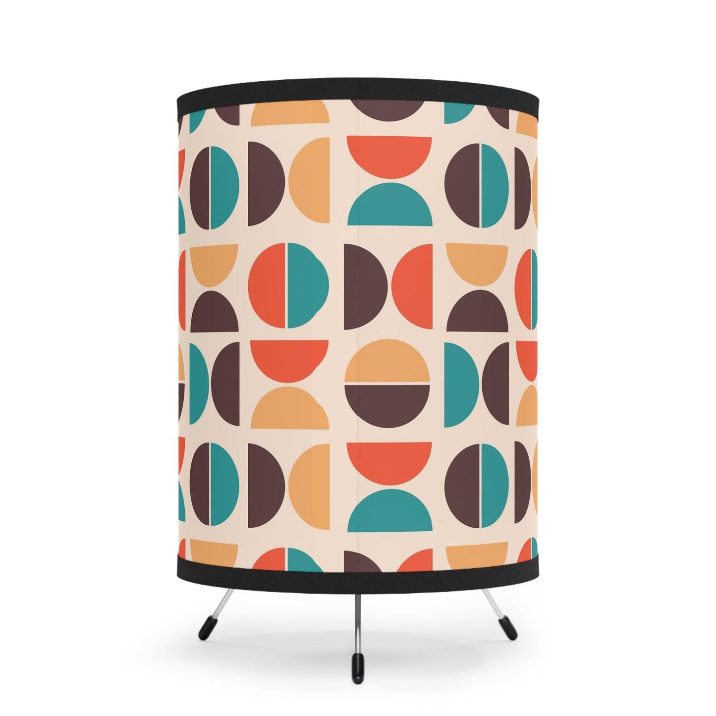 Retro 60s 70s Mid Century Geometric Multicolor Tripod Tabletop Lamp | lovevisionkarma.com
