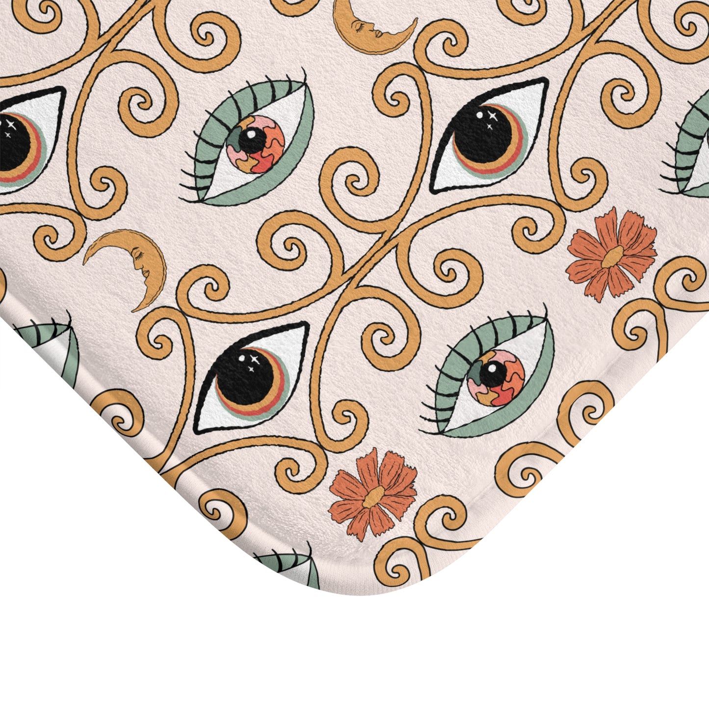 Boho Chic Eyes Retro MCM Multicolor Bath Mat