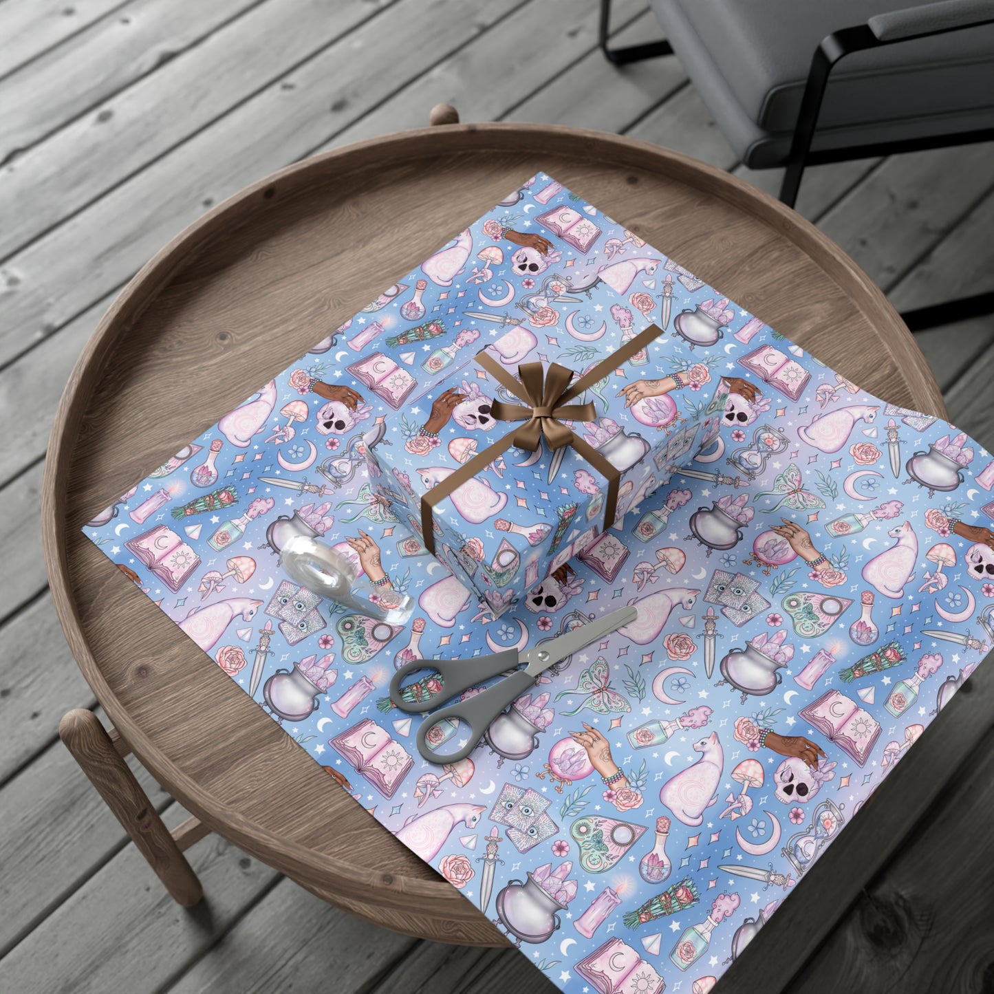 Kawaii Pastel Goth, Witchy Whimsigoth Blue Eco-Friendly Gift Wrap