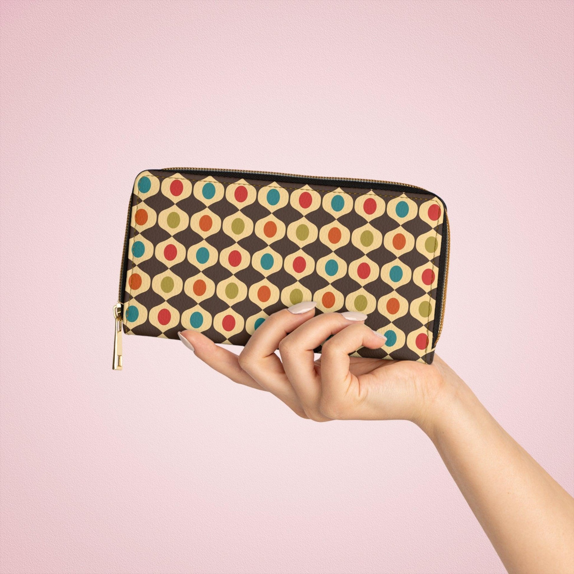 Retro Mid Century Mod Geometric Multicolor Zipper Wallet | lovevisionkarma.com