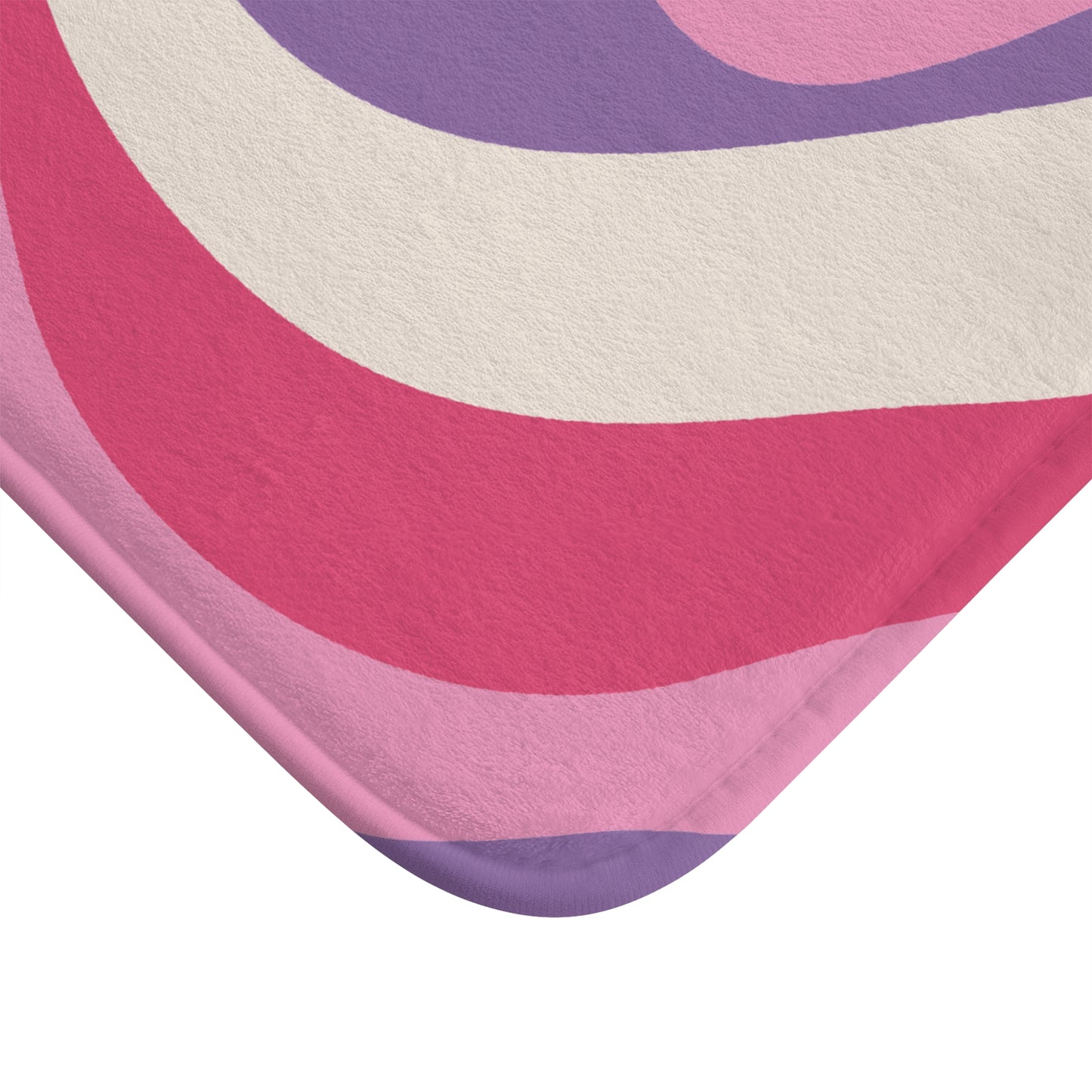 Retro 60s Groovy Hippie Swirl MCM Pink & Purple Bath Mat