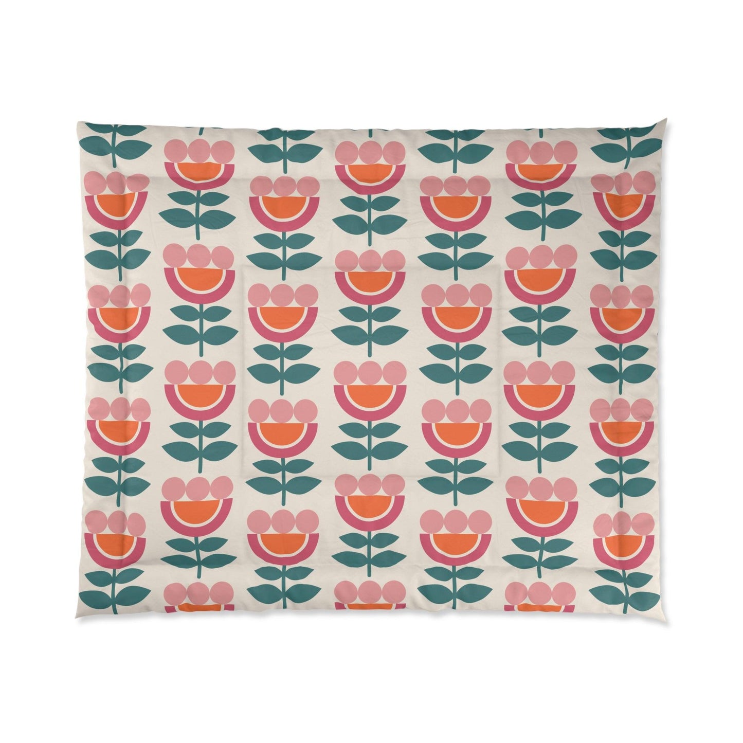 Retro Danish Flowers Scandinavian Mid Century Mod Multicolor Comforter | lovevisionkarma.com