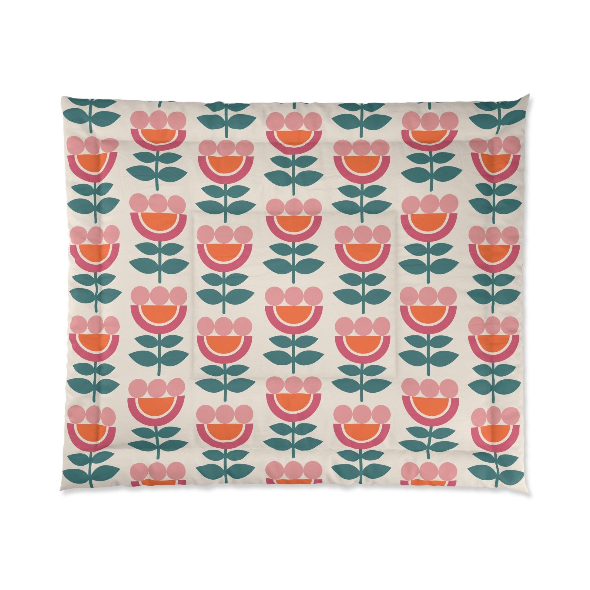 Retro Danish Flowers Scandinavian Mid Century Mod Multicolor Comforter | lovevisionkarma.com