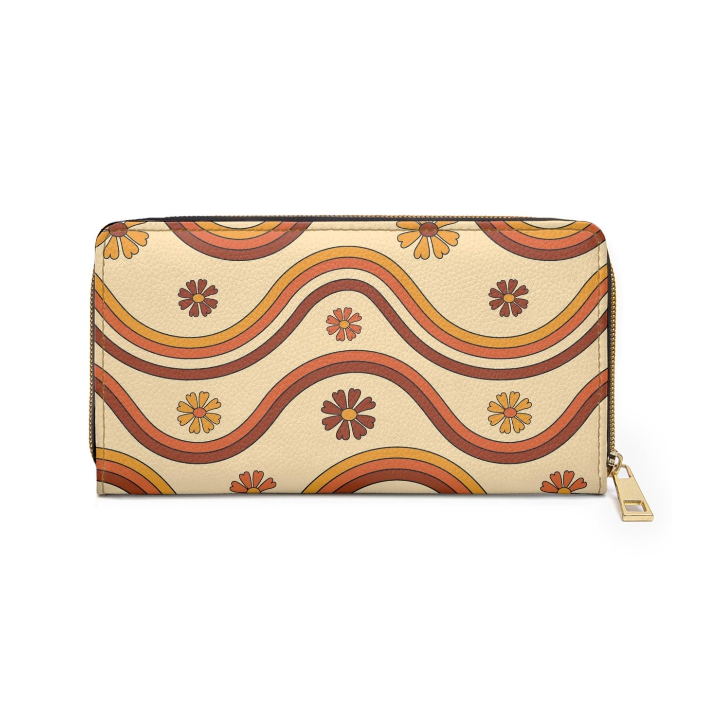 Boho Rainbows and Flowers Groovy Retro Multicolor Zipper Wallet | lovevisionkarma.com