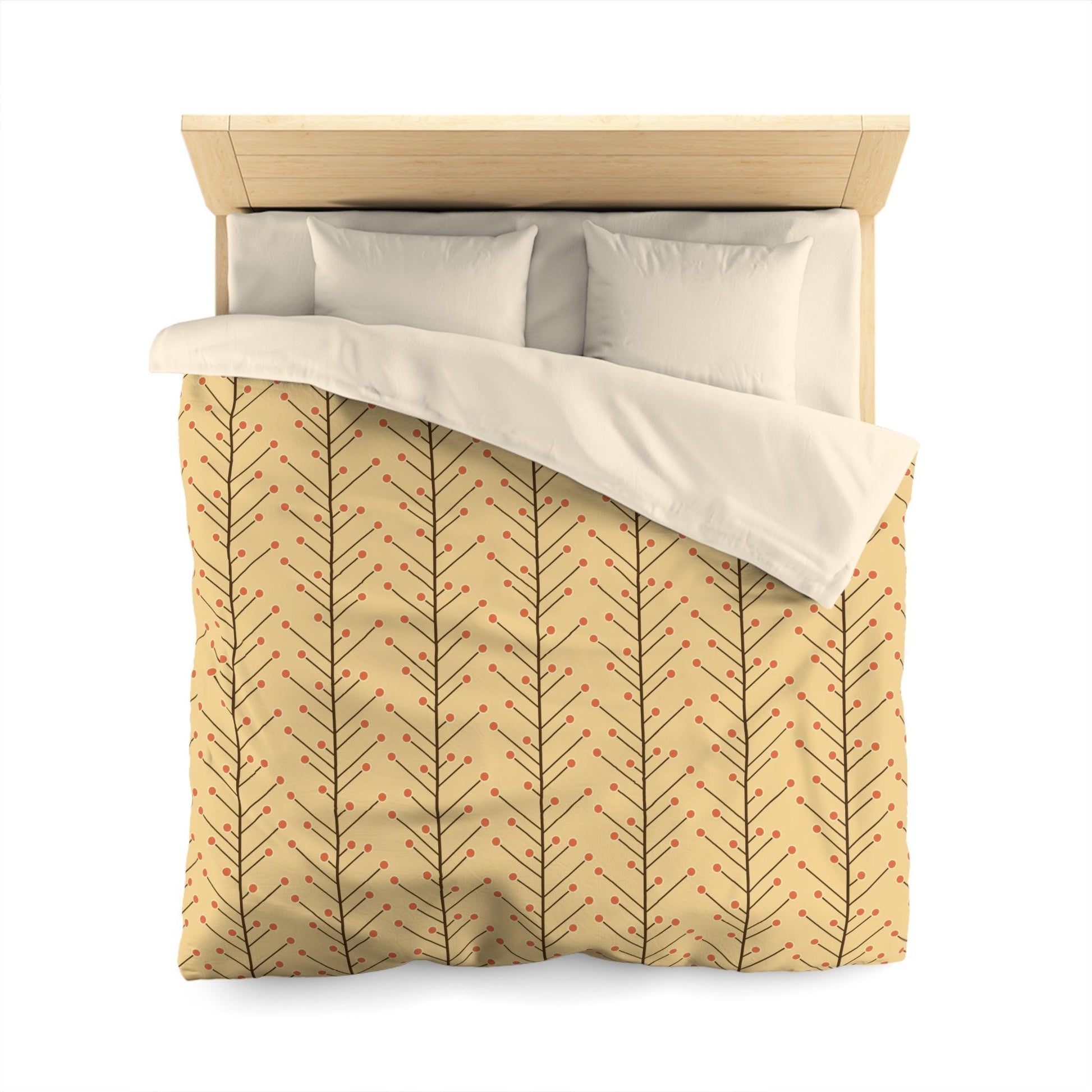 Retro 50s Mid Century Mod, Minimalist Trees Yellow Beige Duvet Cover | lovevisionkarma.com