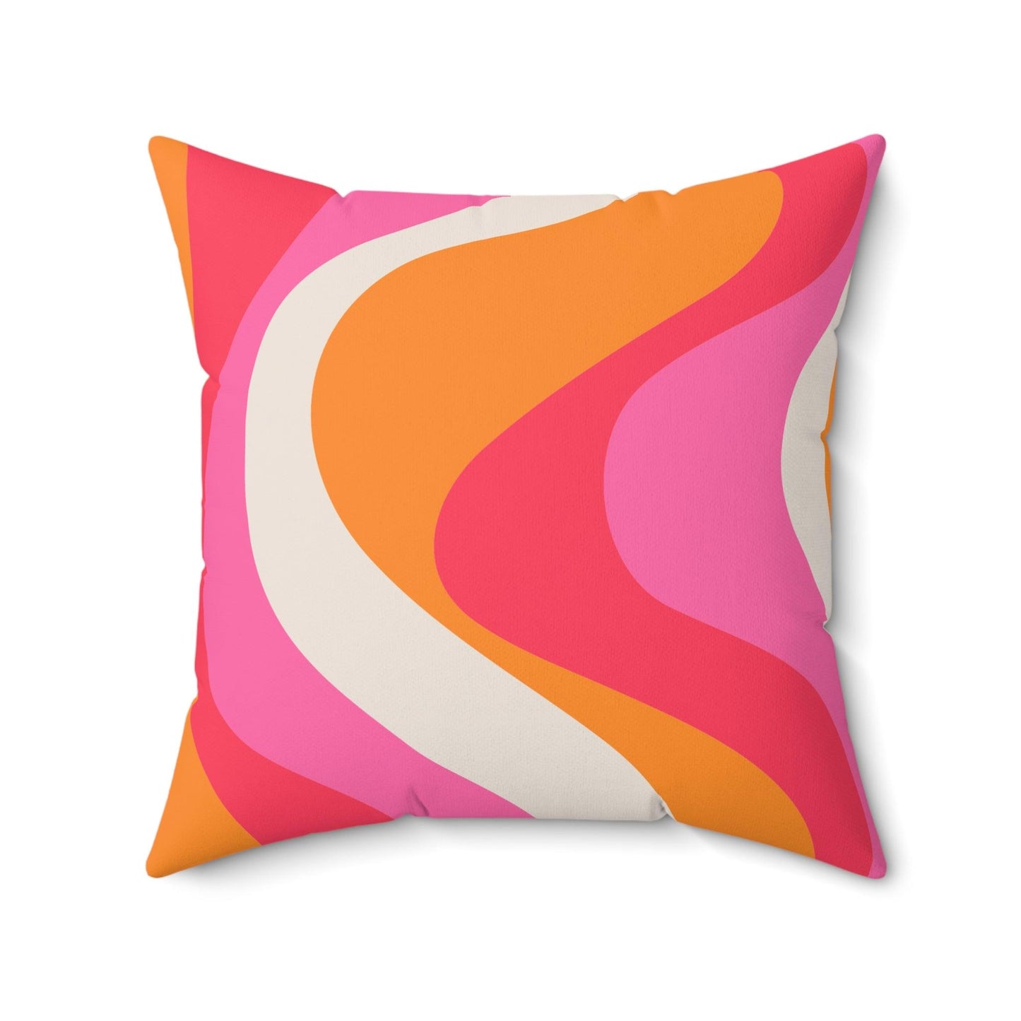 Retro 60s Groovy Hippie Swirl MCM Pink & Orange Throw Pillow | lovevisionkarma.com