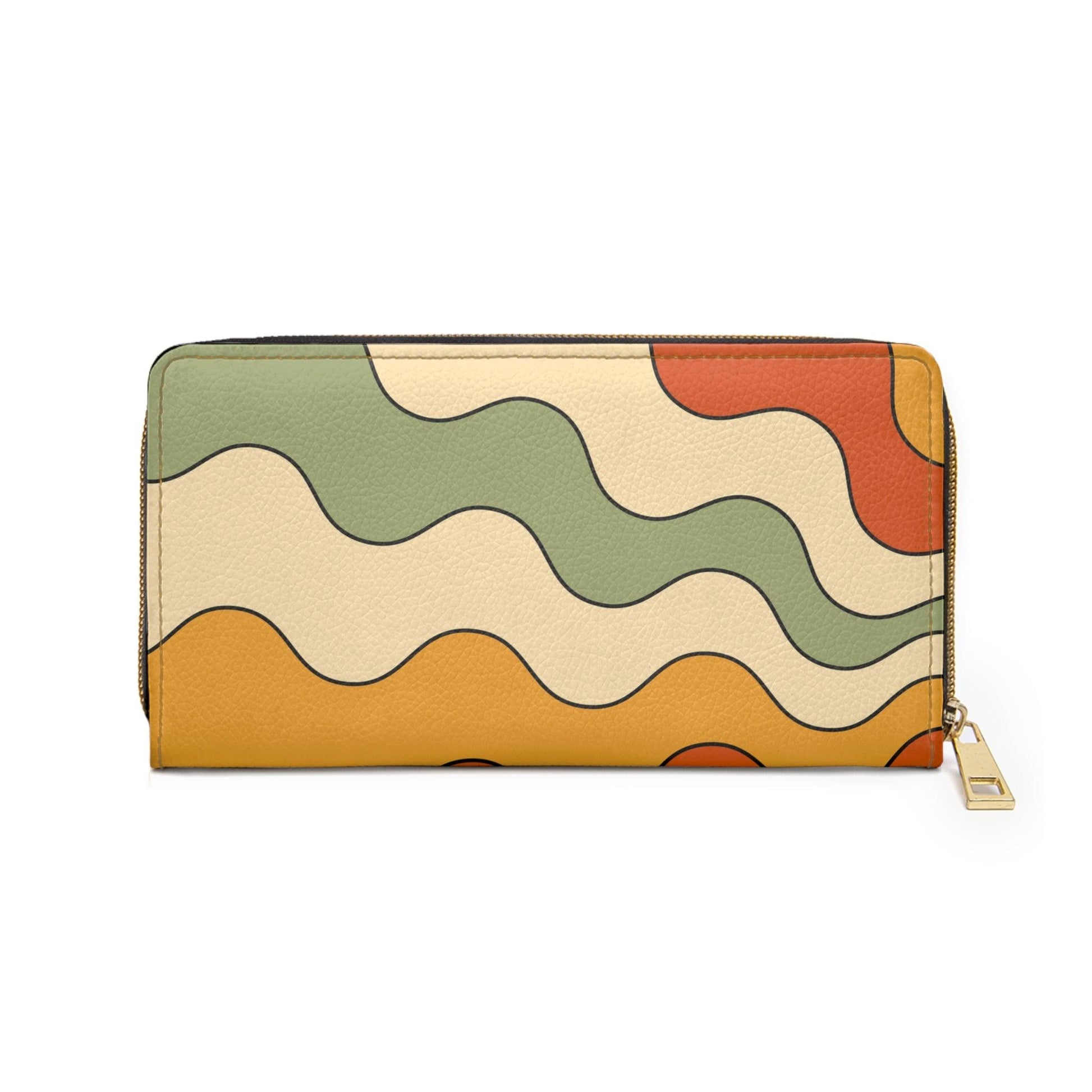 Groovy Retro 70's Rainbow Burst Waves Multicolor Zipper Wallet | lovevisionkarma.com