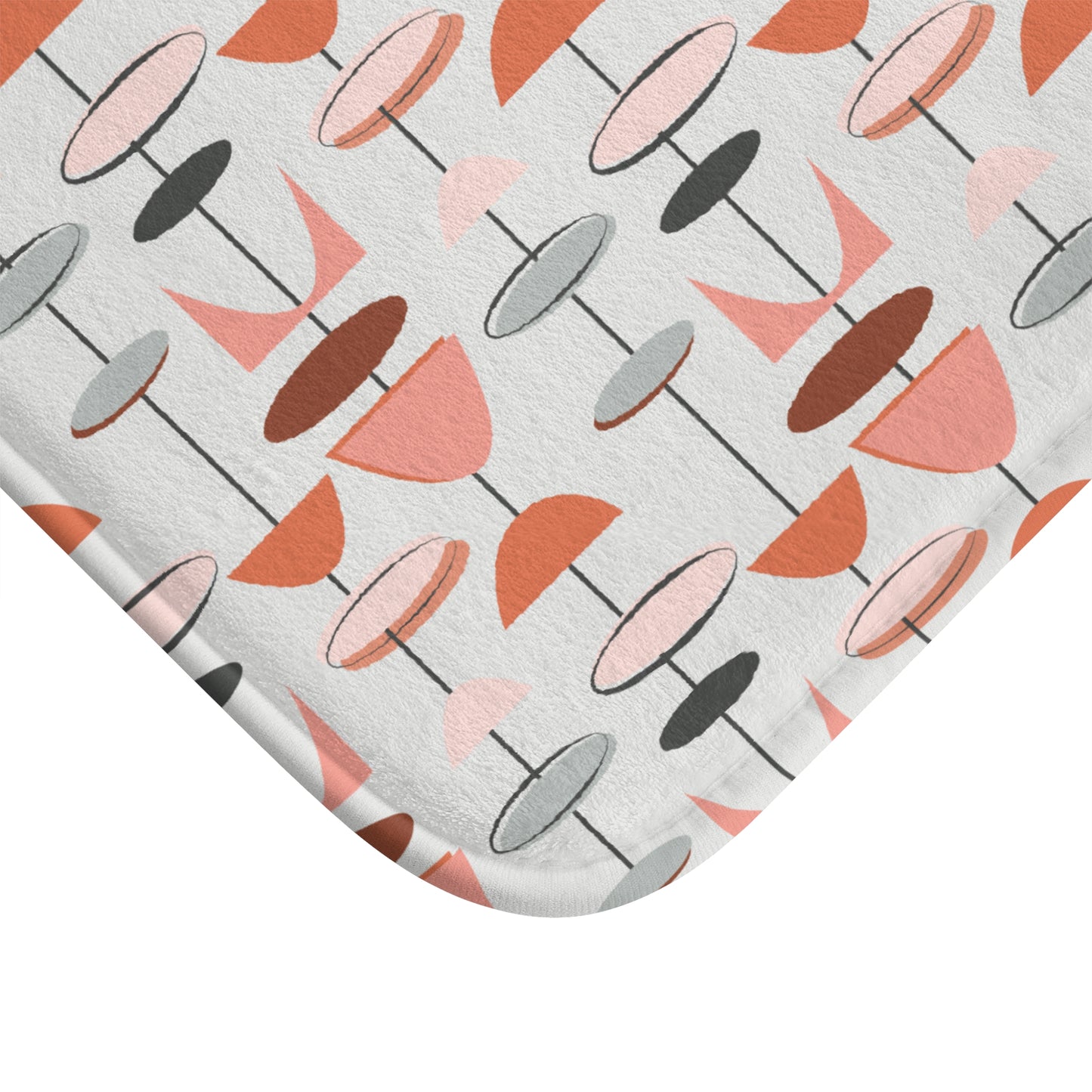 Retro 50s Mid Century Mod Abstract Pink & Gray Bath Mat