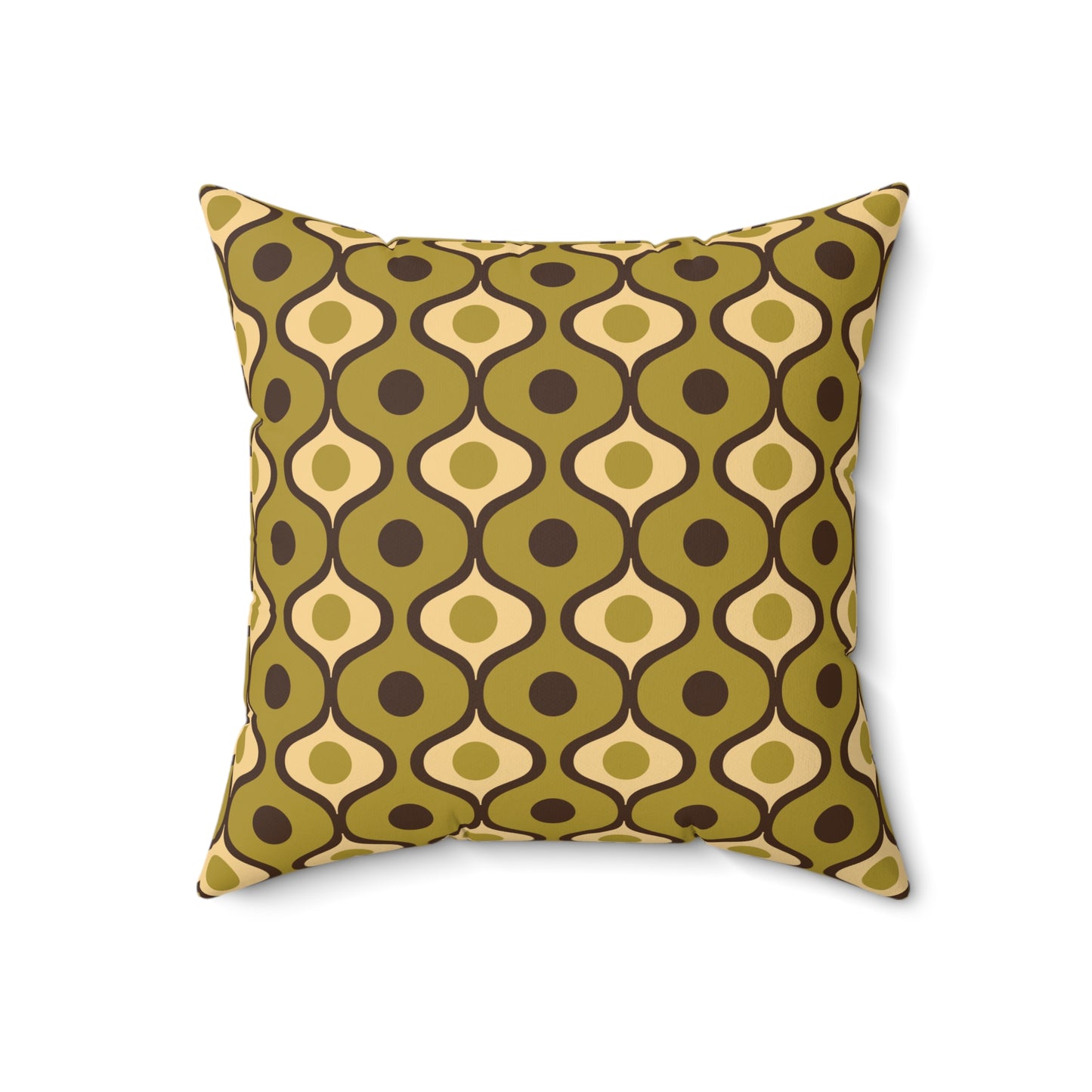 Retro 60s, 70s Geometric Mid Century Mod Green Throw Pillow
