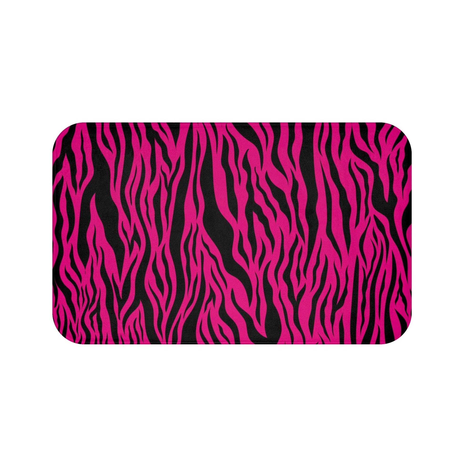 Pink Tiger Stripe Animal Print Bath Mat | lovevisionkarma.com