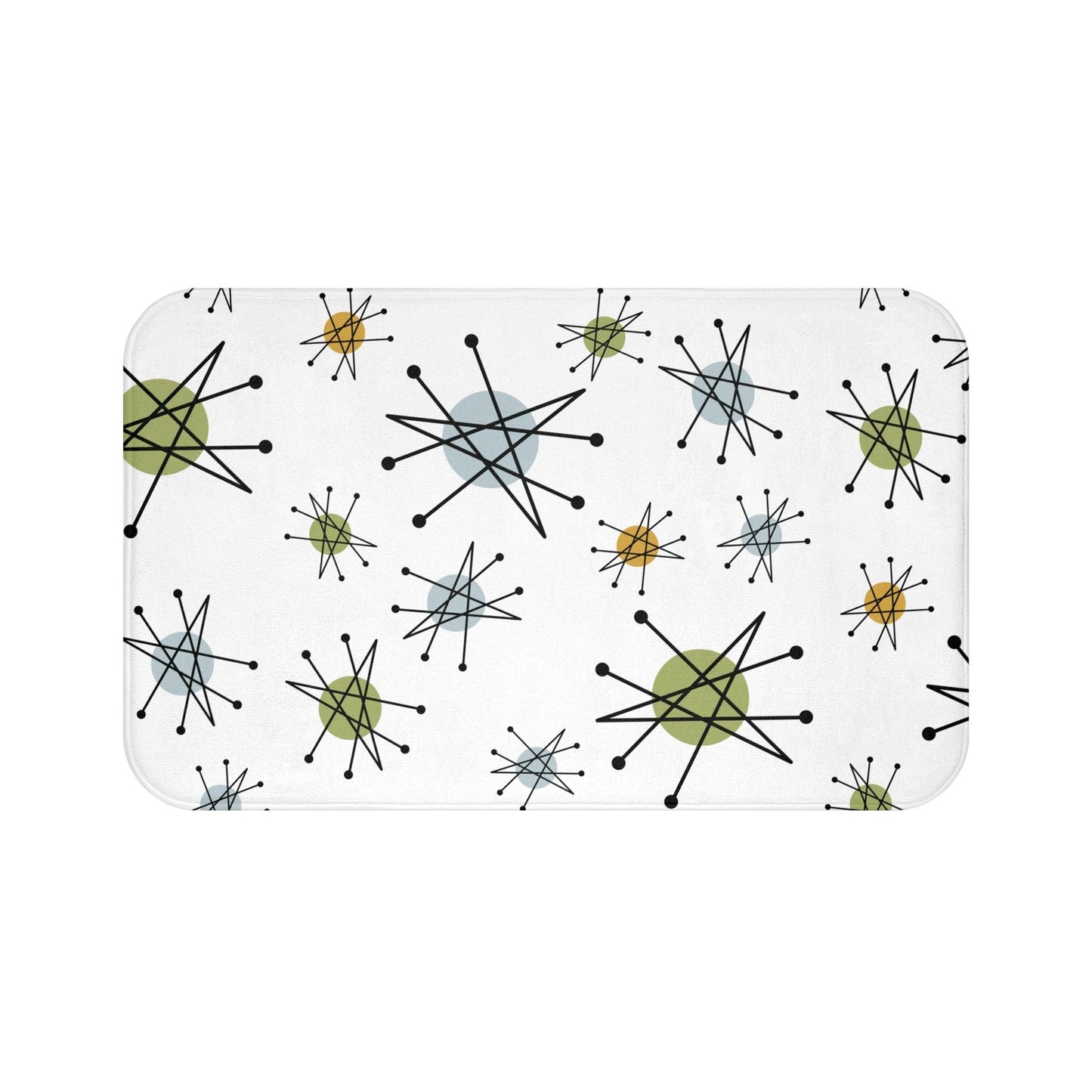 Retro 50s Starburst Mid Century Mod Franciscan Inspired Multicolor Bath Mat | lovevisionkarma.com