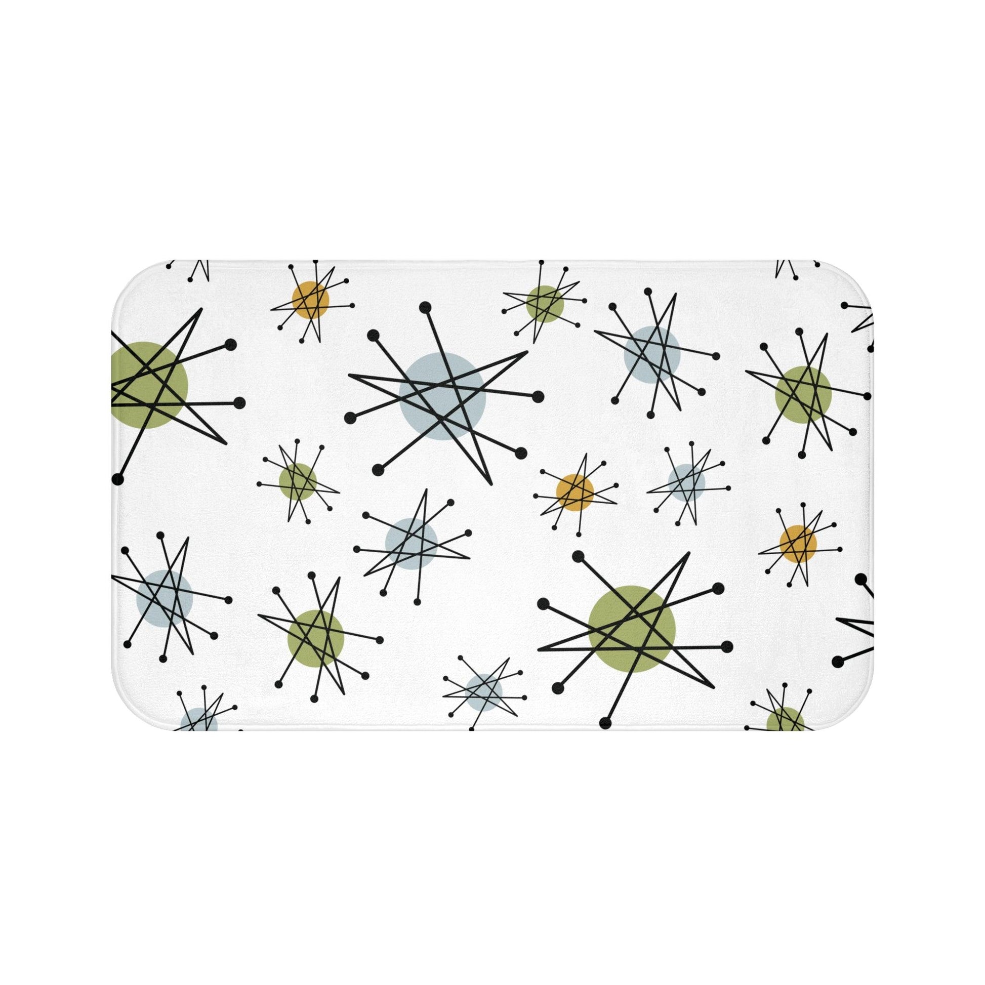 Retro 50s Starburst Mid Century Mod Franciscan Inspired Multicolor Bath Mat | lovevisionkarma.com