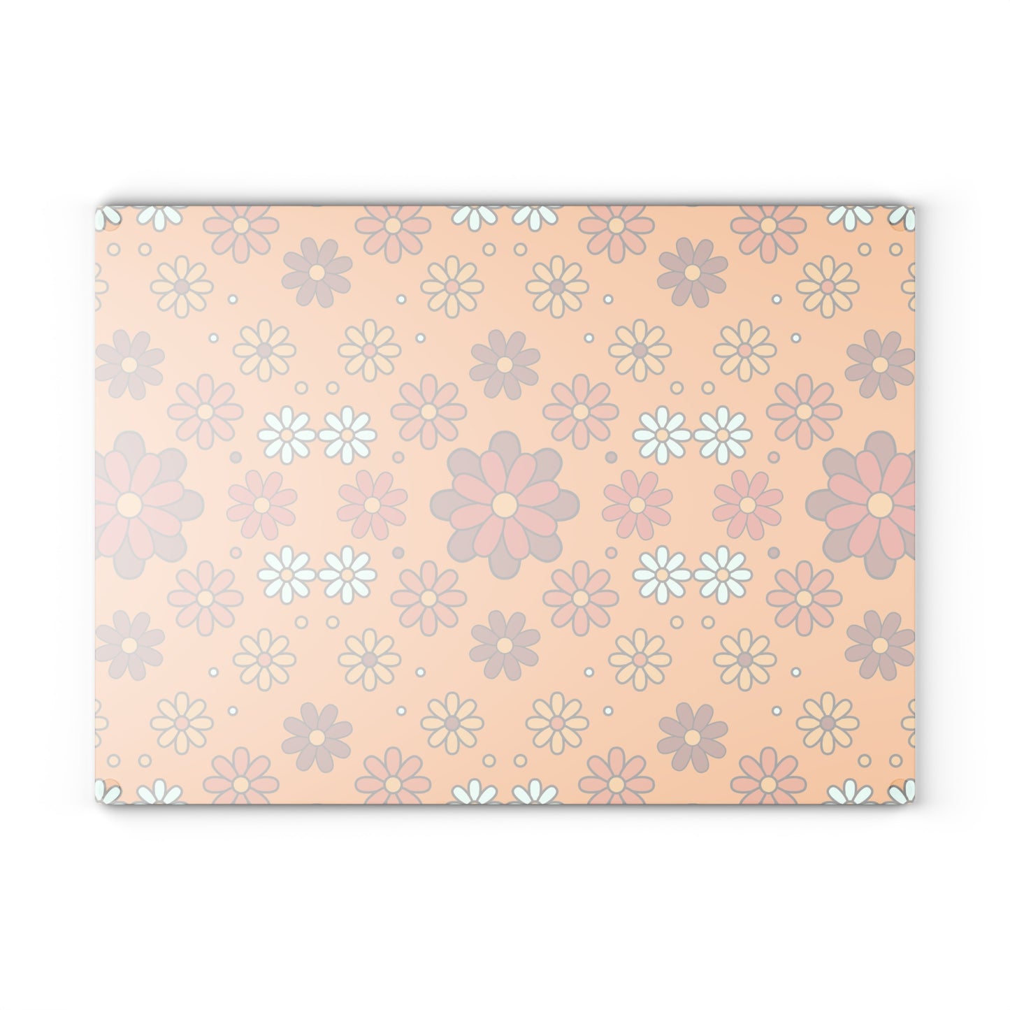 Retro 60s 70s Groovy Mod Daisy Floral Mid Century Orange & Brown Glass Cutting Board