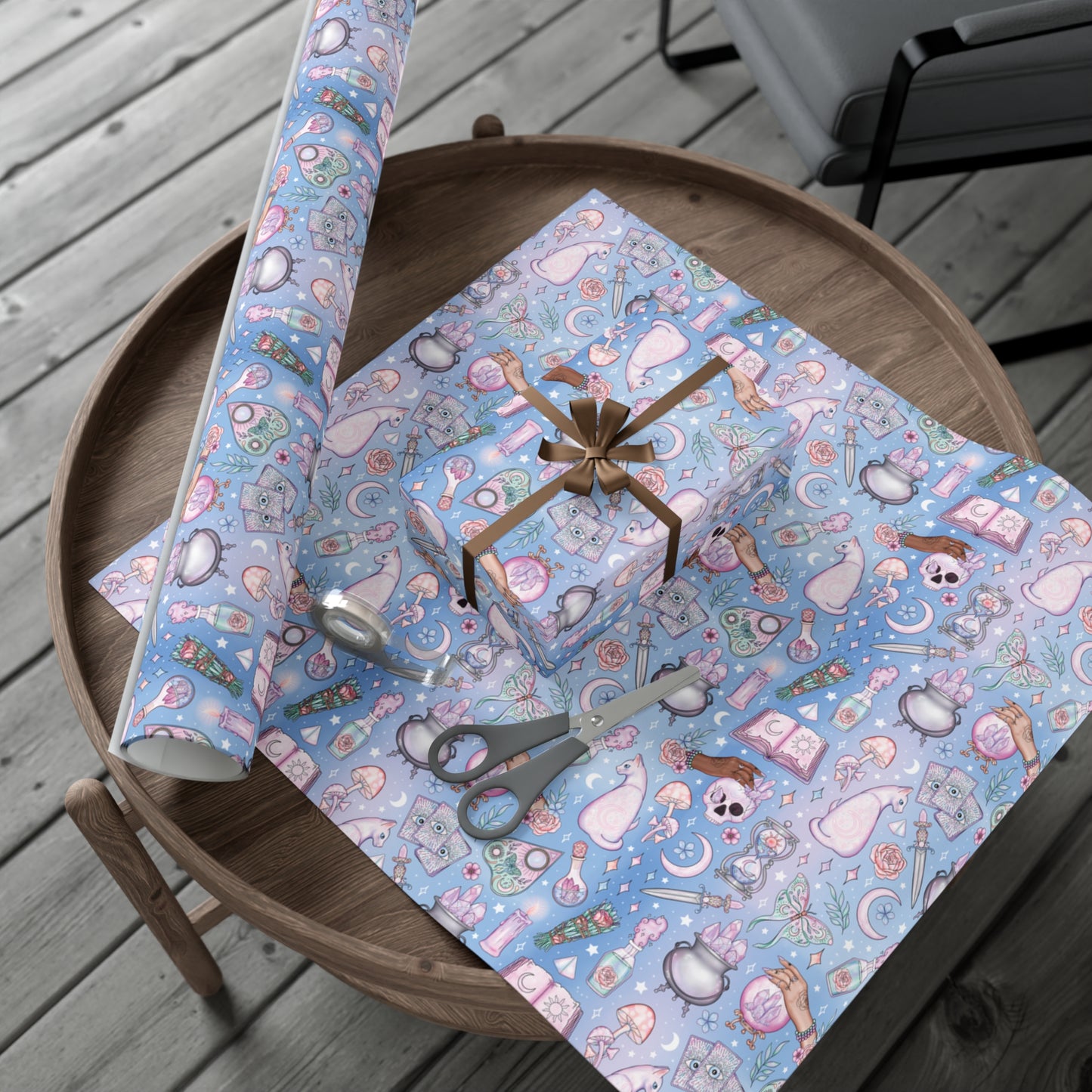 Kawaii Pastel Goth, Witchy Whimsigoth Blue Eco-Friendly Gift Wrap