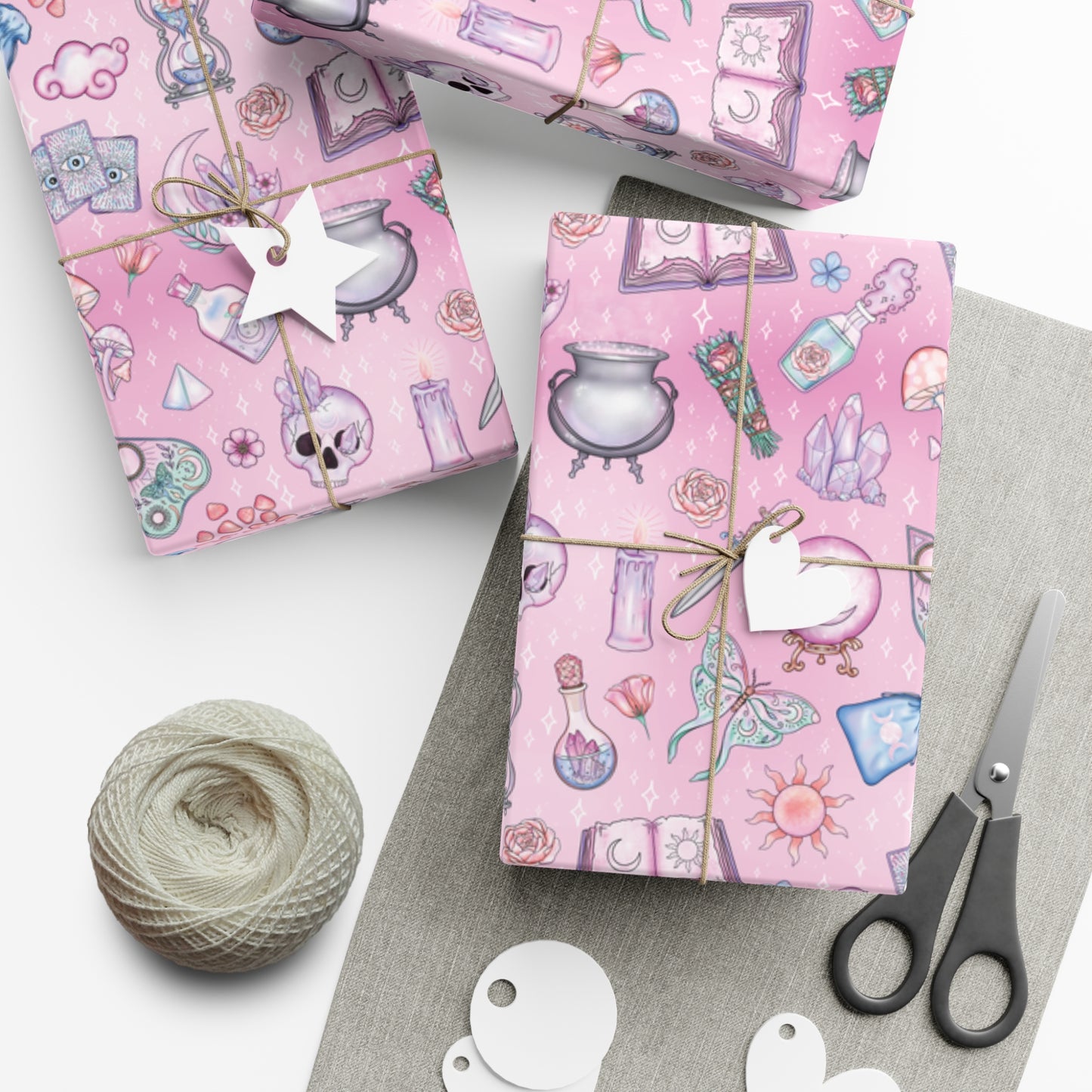 Witchy Pastel Goth Christmas, Kawaii Whimsigoth Pink Eco-Friendly Gift Wrap Paper