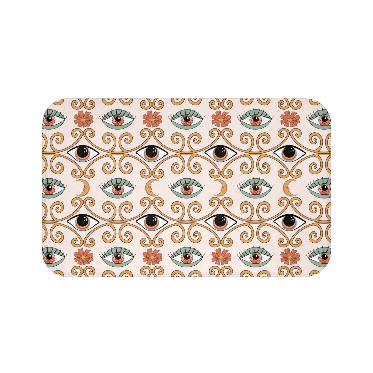 Boho Chic Eyes Retro MCM Multicolor Bath Mat