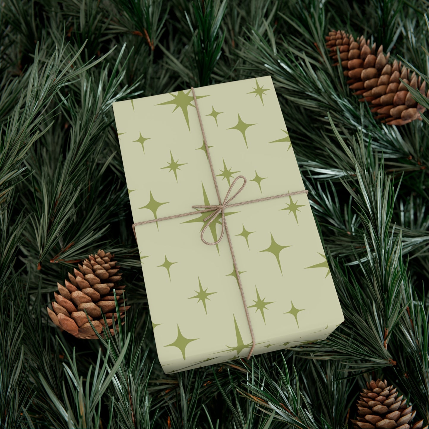 Retro 50's Atomic Starburst Mid Century Mod Green Eco-Friendly Gift Wrap