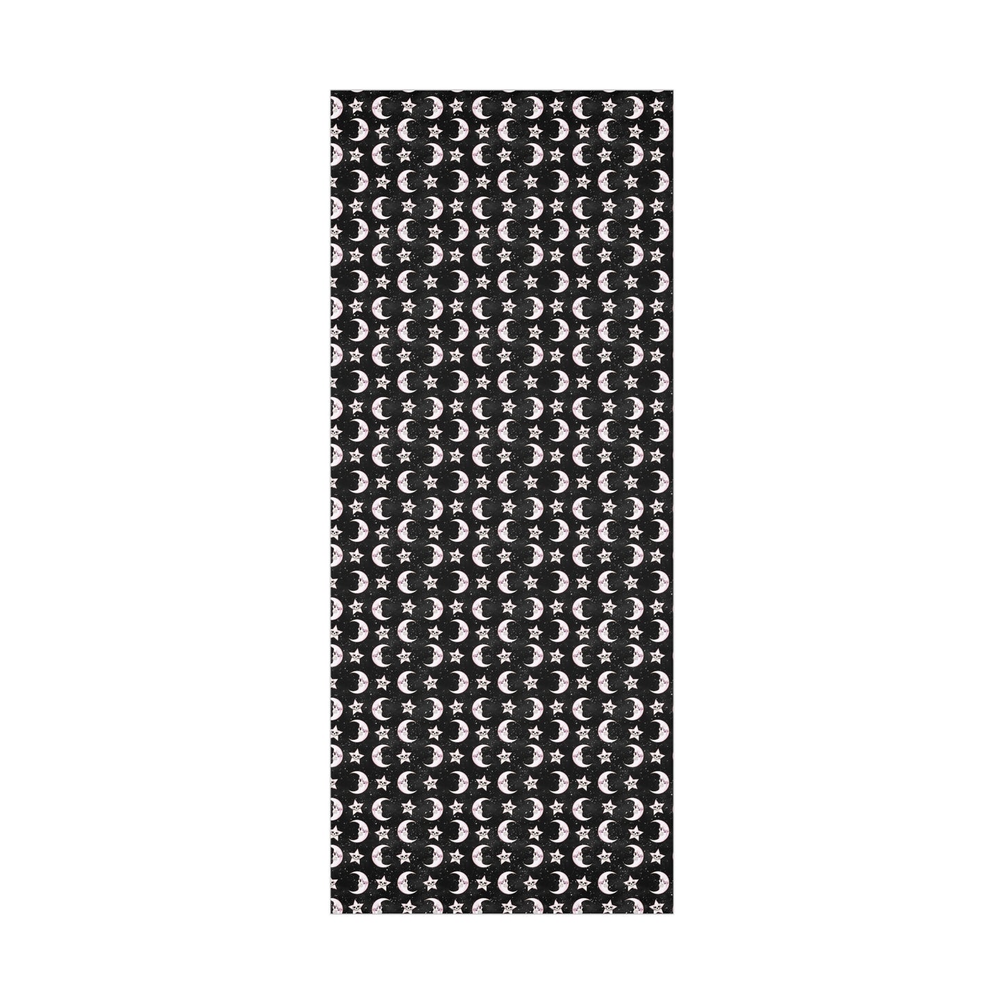 Goth Christmas Celestial Moon & Stars, Whimsical Kawaii Creepmas Black Eco-Friendly Gift Wrap