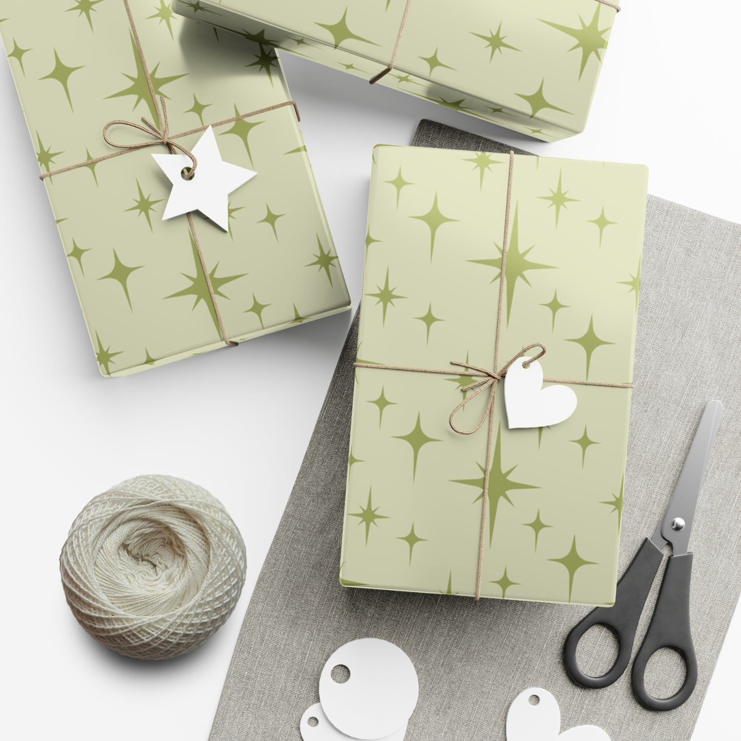 Retro 50's Atomic Starburst Mid Century Mod Green Eco-Friendly Gift Wrap