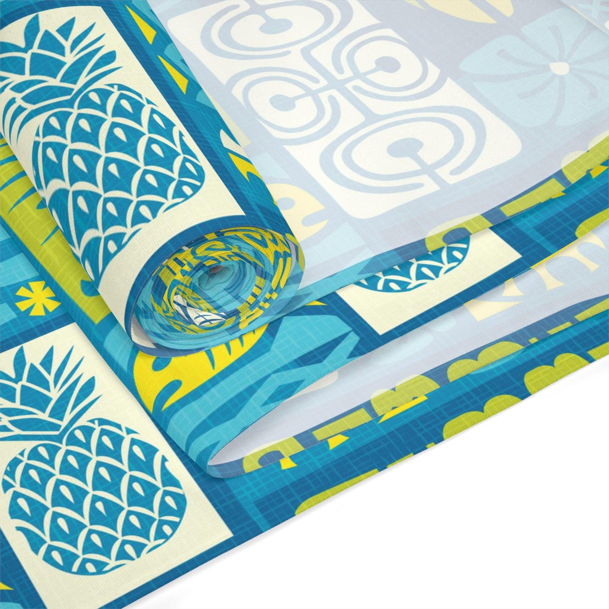 Tiki Retro 60s Mid Century Mod Blue & Green Table Runner | lovevisionkarma.com