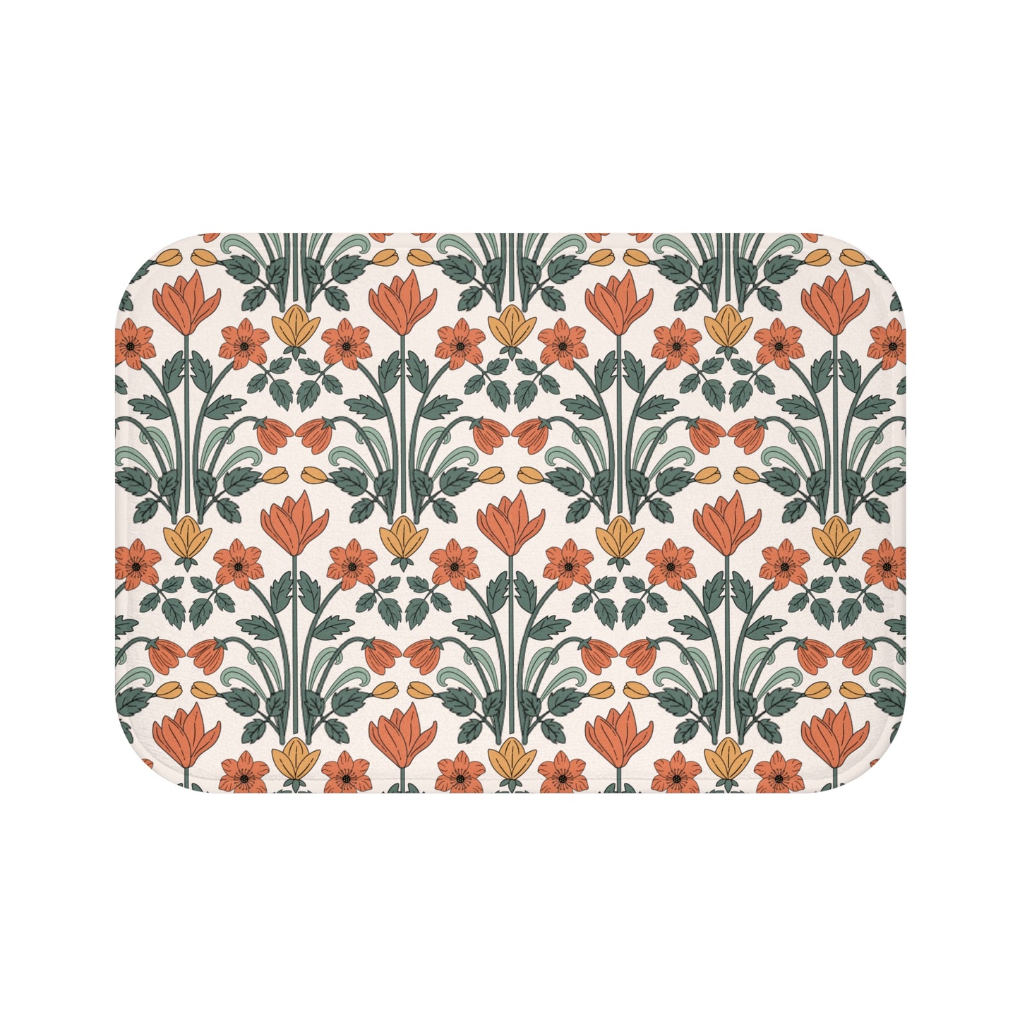 Retro Floral Deco MCM Multicolor Bath Mat