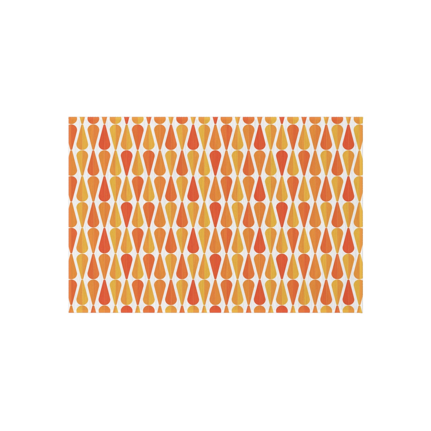 Retro 60s 70s Mid Century Modern Geometric Orange and Yellow Anti-Slip Indoor/Outdoor Accent Rug