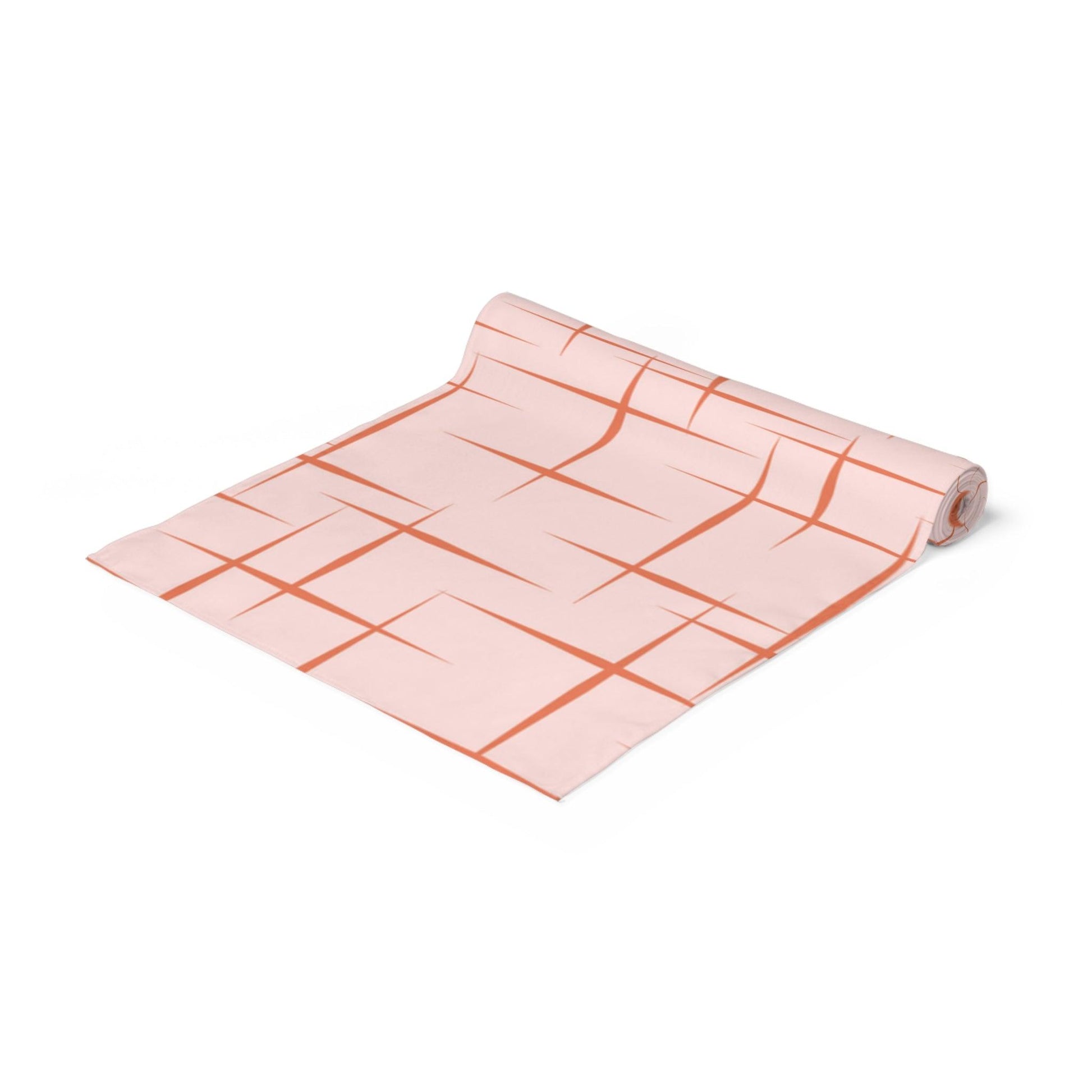 Mid Century Modern Table Runner, Abstract Lines Pink Retro Table Linens | lovevisionkarma.com