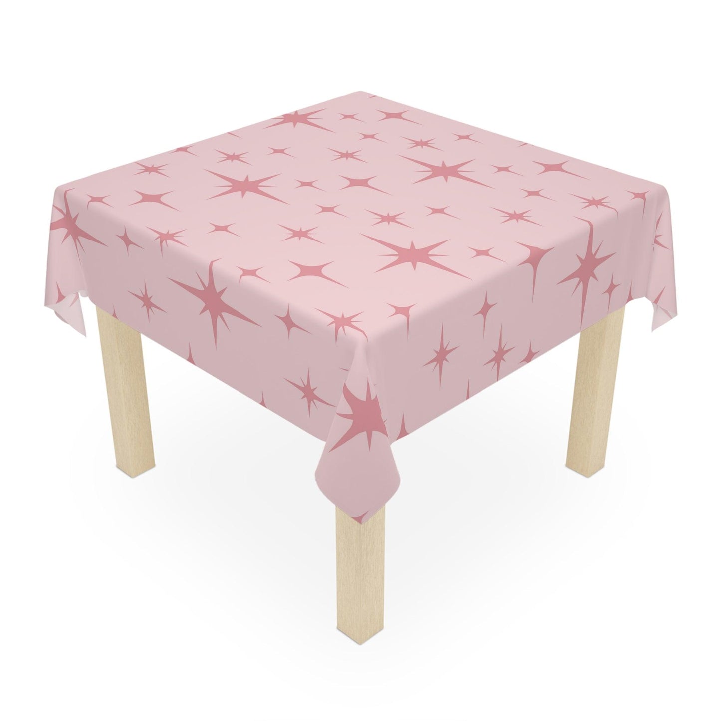 Retro 50s Pink Atomic Starbursts Mid Century Modern Tablecloth | lovevisionkarma.com