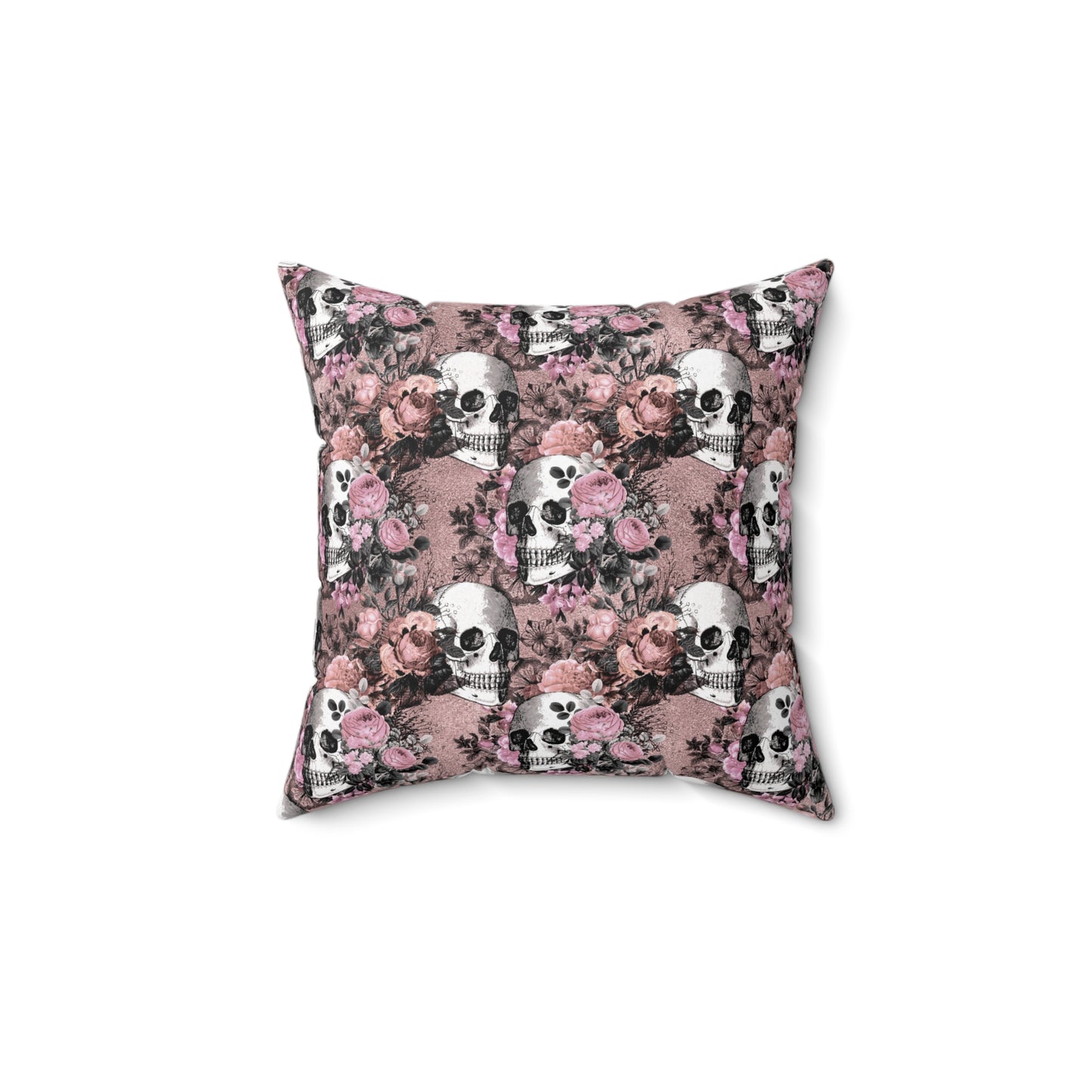 Skull with Roses Vintage Goth Glam Blush & Pink Valentine/Halloween Pillow