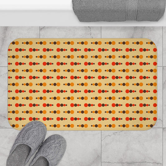 Retro 70s Funky Mid Century Modern Beige, Brown & Orange Bath Mat | lovevisionkarma.com