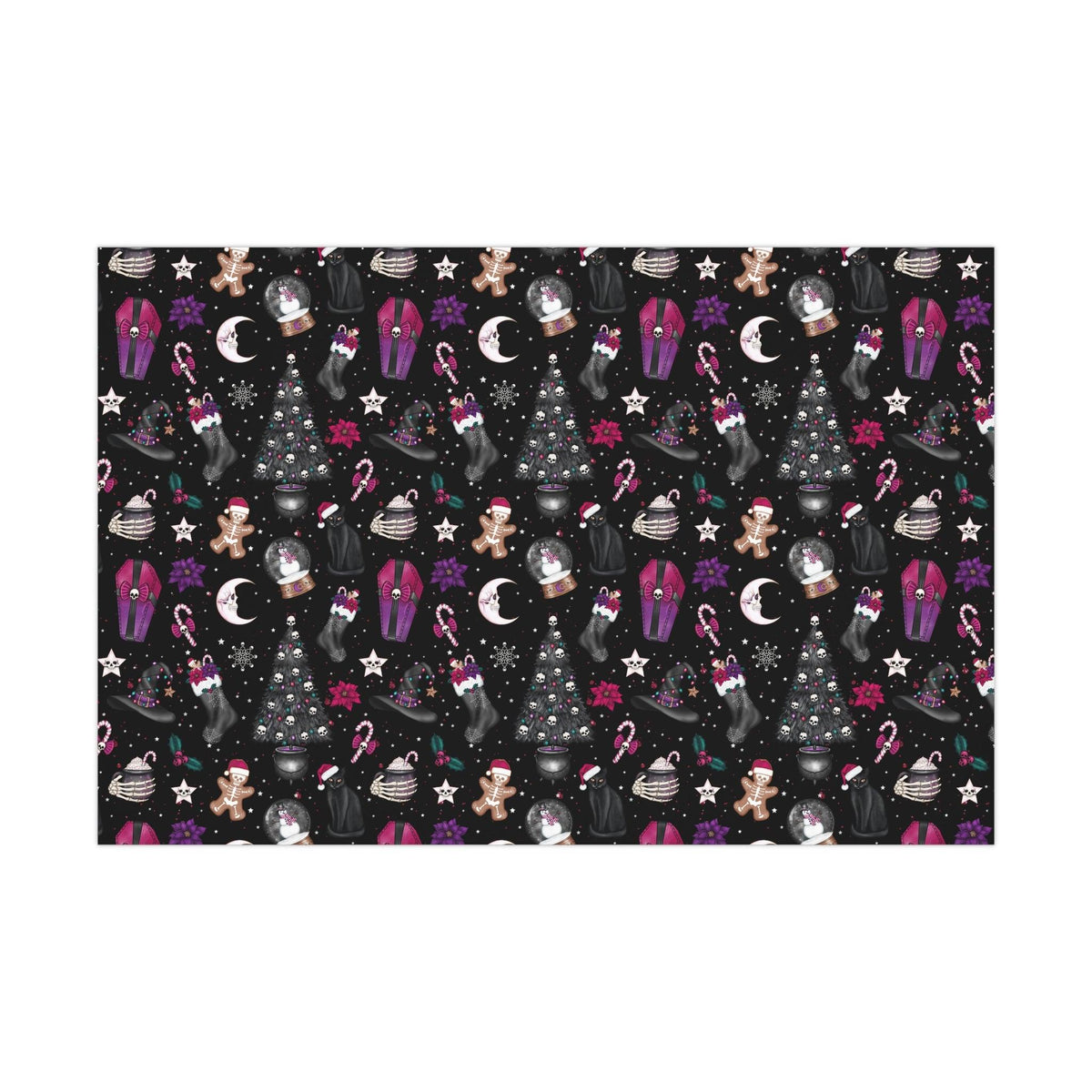 Santa Skull Goth Christmas Eco-Friendly Black Wrapping Paper, Kitschy  Creepmas Whimsigoth