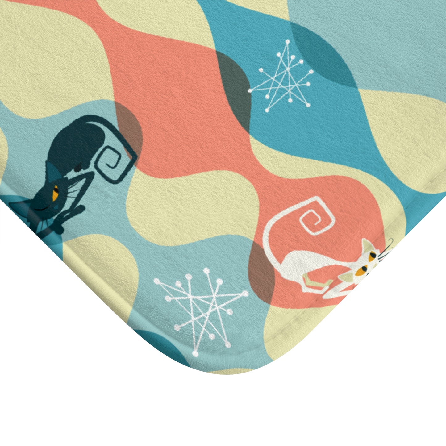 Retro Atomic Cat Mid Century Modern Multicolor Bath Mat