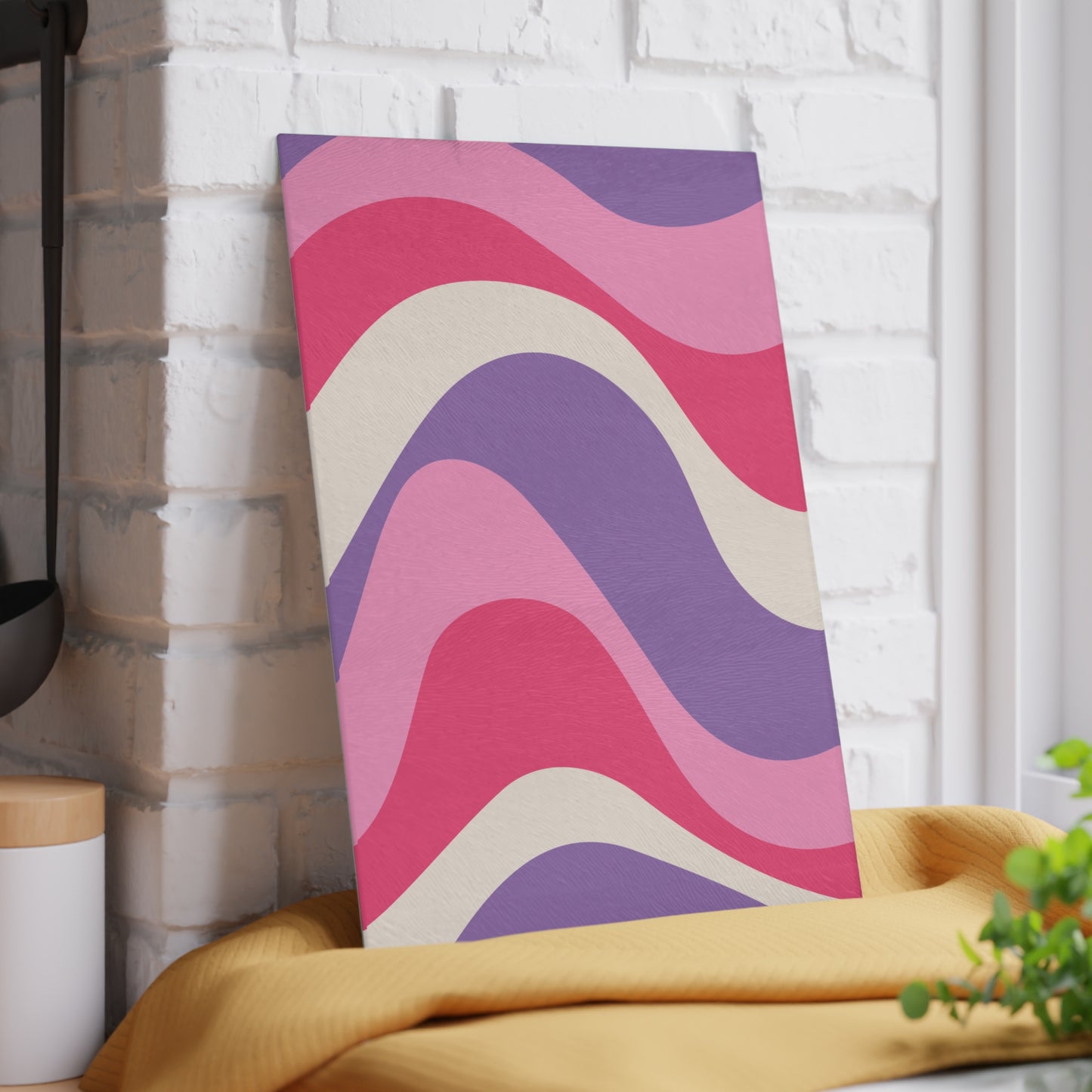 Retro 60s Groovy Hippie Swirl MCM Pink & Purple Glass Cutting Board