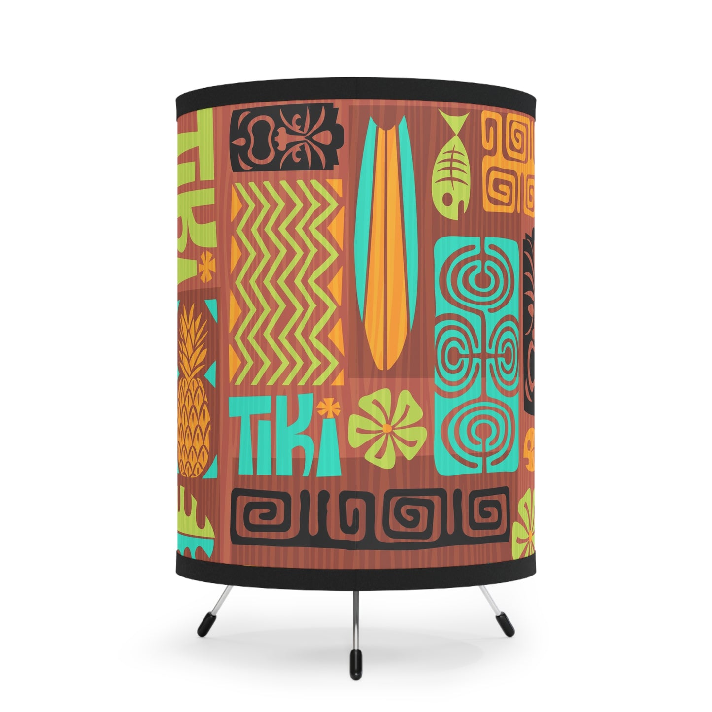 Retro 60's Tiki-Tastic MCM Brown, Orange and Blue Tripod Lamp