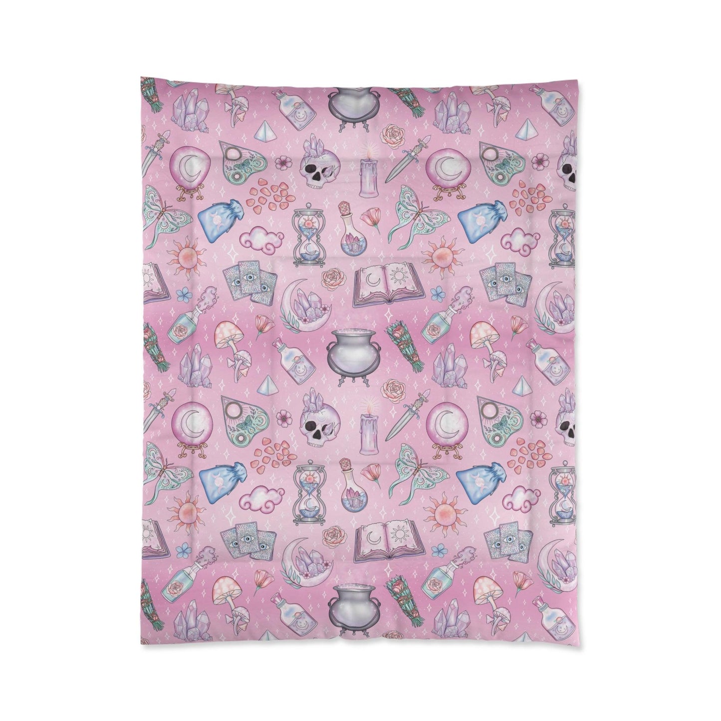Witchy Pastel Kawaii Whimsigoth Pink Comforter | lovevisionkarma.com