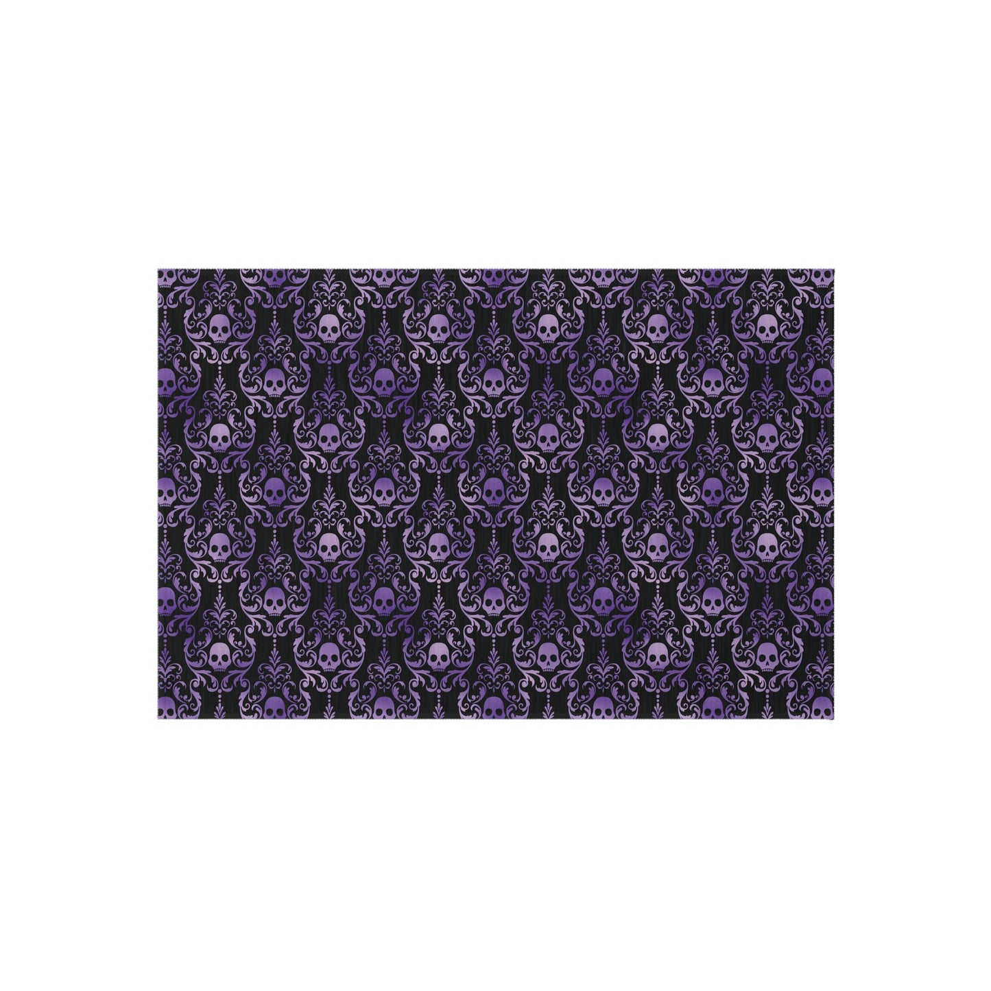 Victorian Goth Inspired Skull Damask Dark Academia Glam Goth Purple & Black Accent Rug