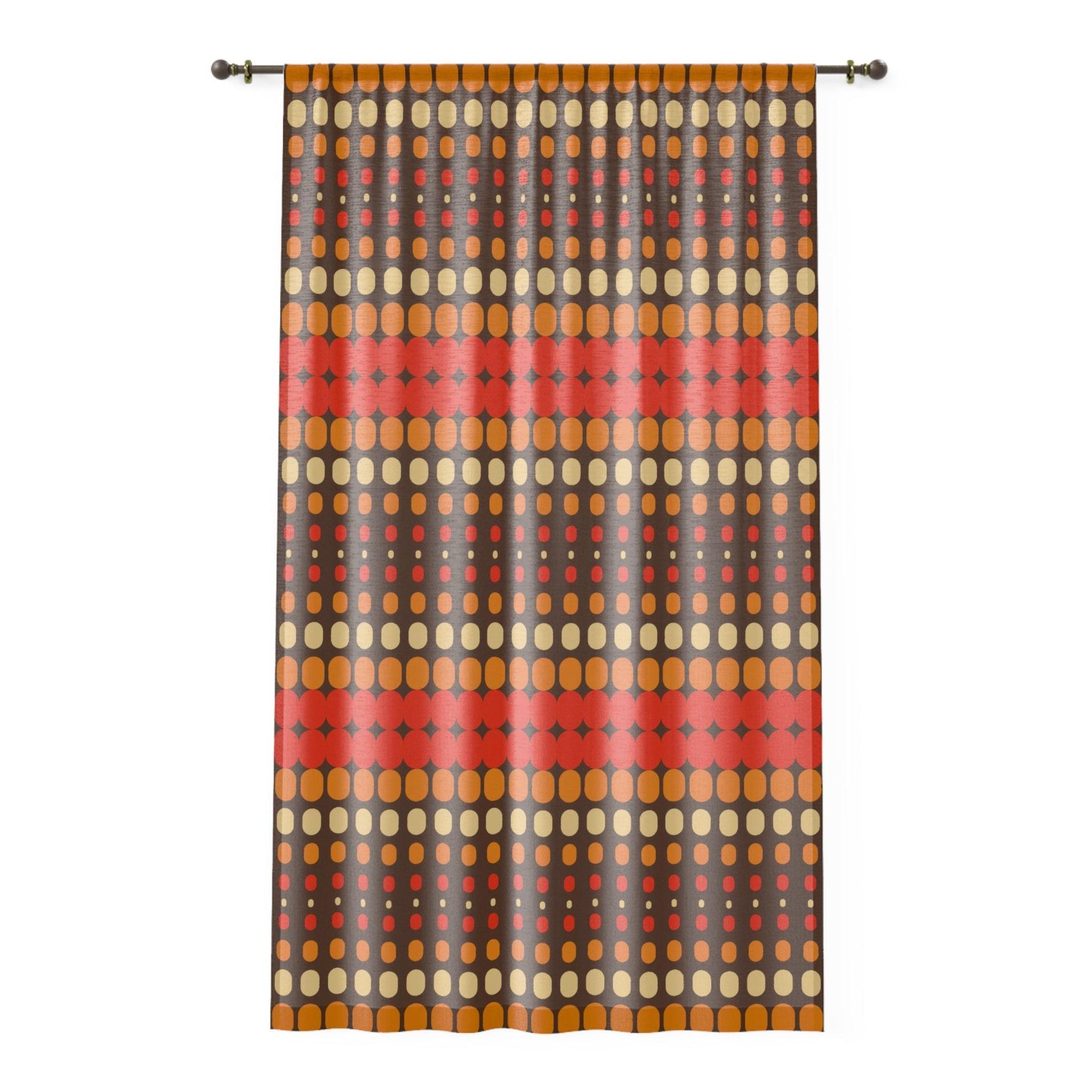 Retro 70's Funky Mid Century Modern Orange & Brown Sheer Window Curtain | lovevisionkarma.com