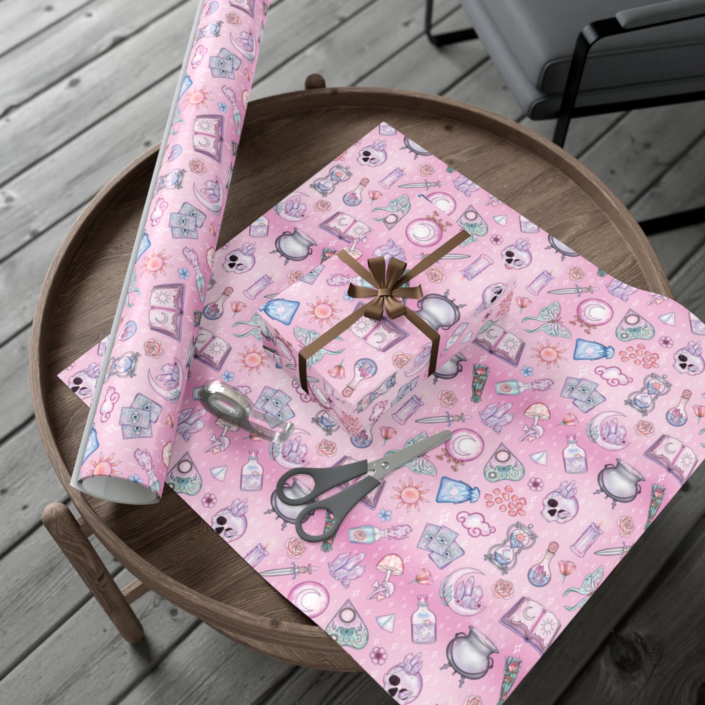 Witchy Pastel Goth Christmas, Kawaii Whimsigoth Pink Eco-Friendly Gift Wrap Paper