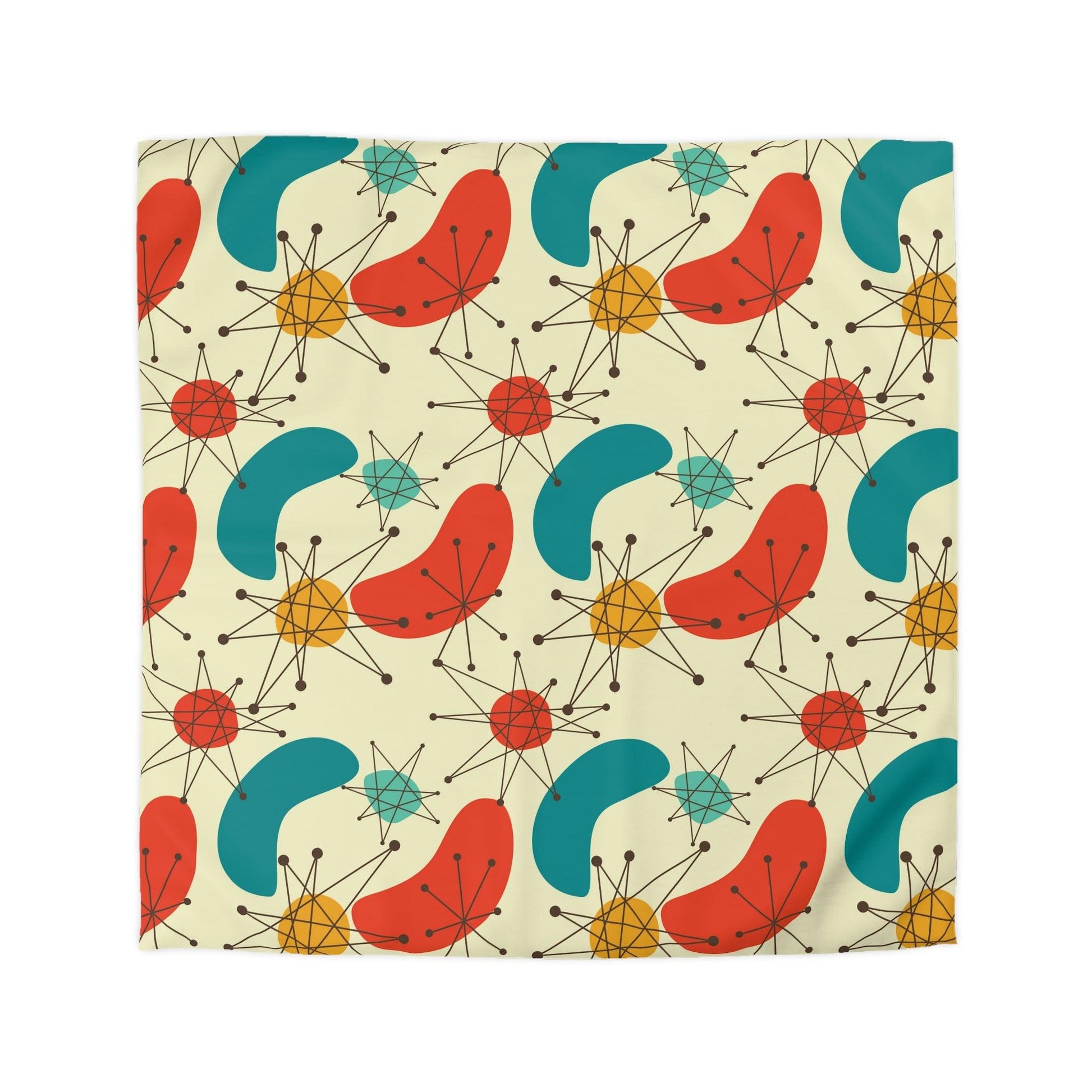 Retro Atomic Boomerang 50s 60s Blue & Orange Mid Century Modern Duvet Cover | lovevisionkarma.com