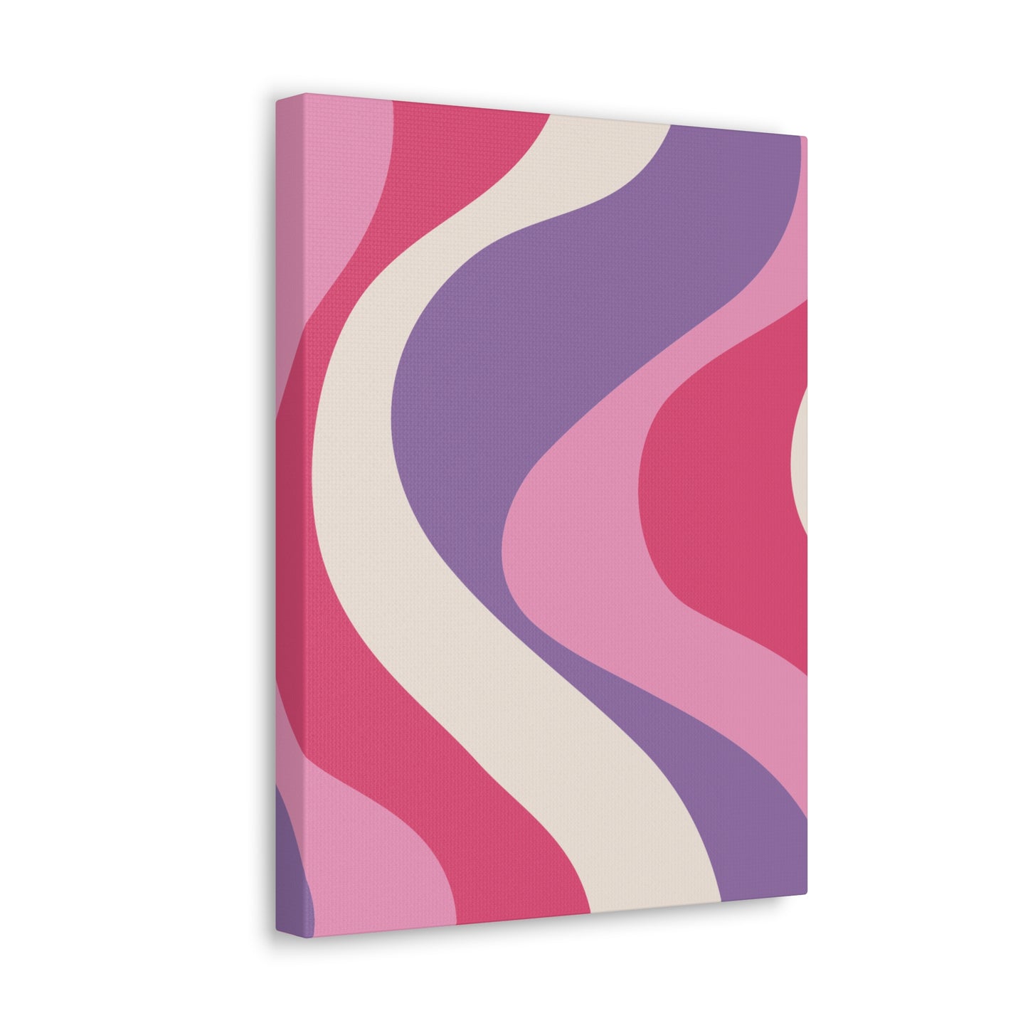 Retro 60's Groovy Hippie Swirl MCM Pink and Purple Canvas Gallery Wrap