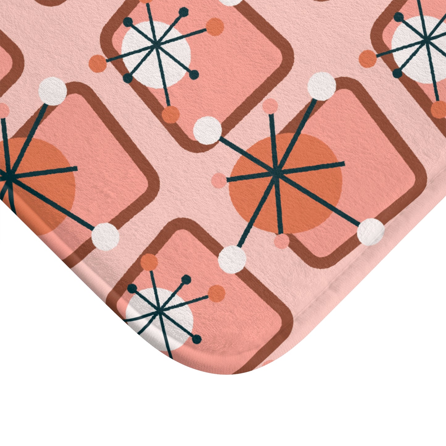 Retro 50's Atomic Burst Mid Century Pink Bath Mat