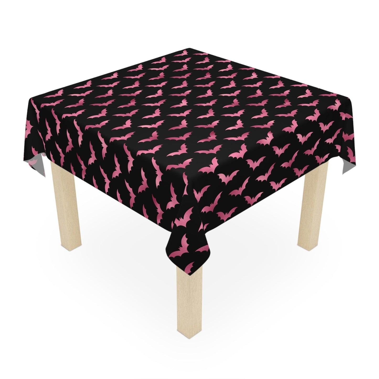 Pink Bats Halloween Glam Goth Black Tablecloth | lovevisionkarma.com