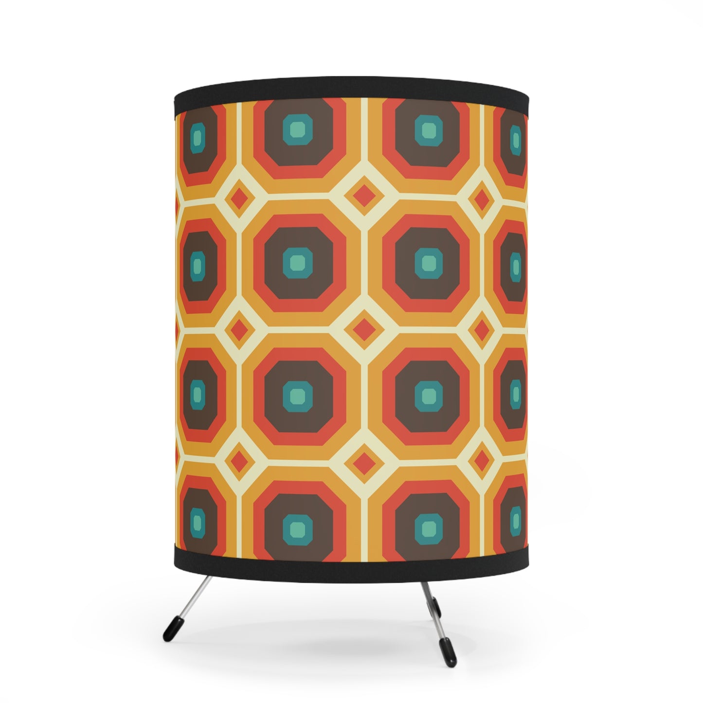 Retro 60s 70s Funky Mid Century Mod Orange & Brown Tabletop Accent Lamp