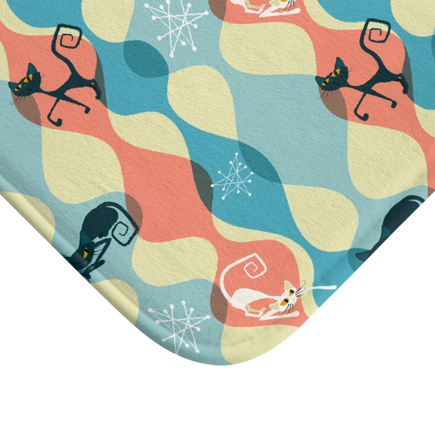 Retro Atomic Cat Mid Century Modern Multicolor Bath Mat