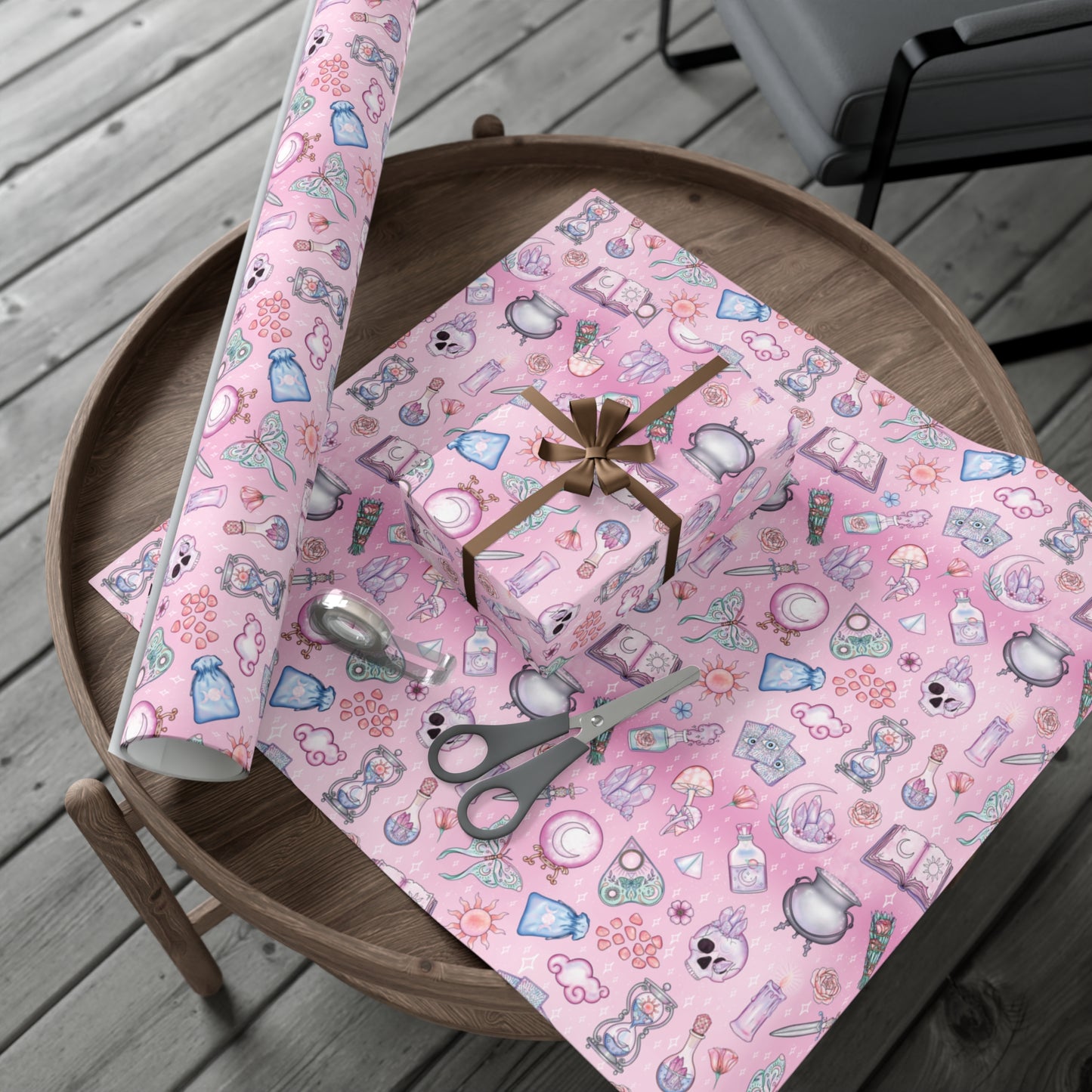 Witchy Pastel Goth Christmas, Kawaii Whimsigoth Pink Eco-Friendly Gift Wrap Paper