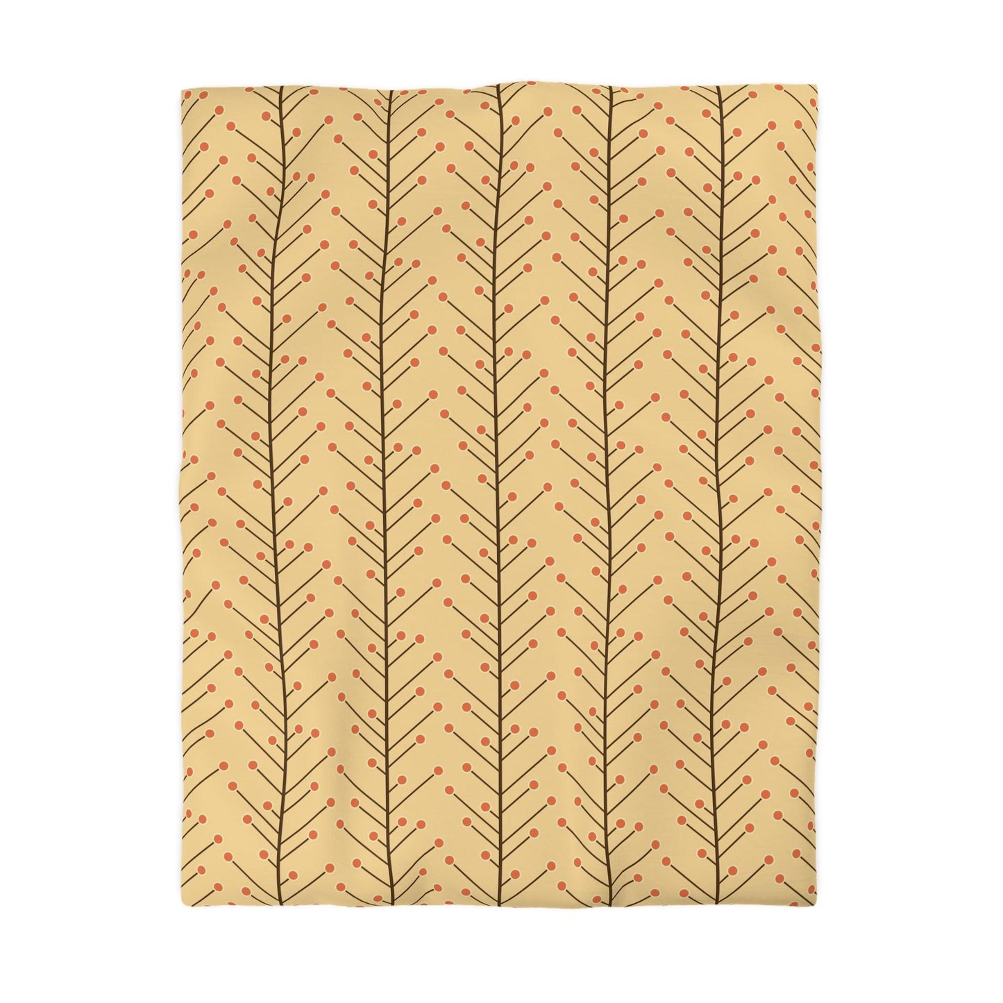Retro 50s Mid Century Mod, Minimalist Trees Yellow Beige Duvet Cover | lovevisionkarma.com