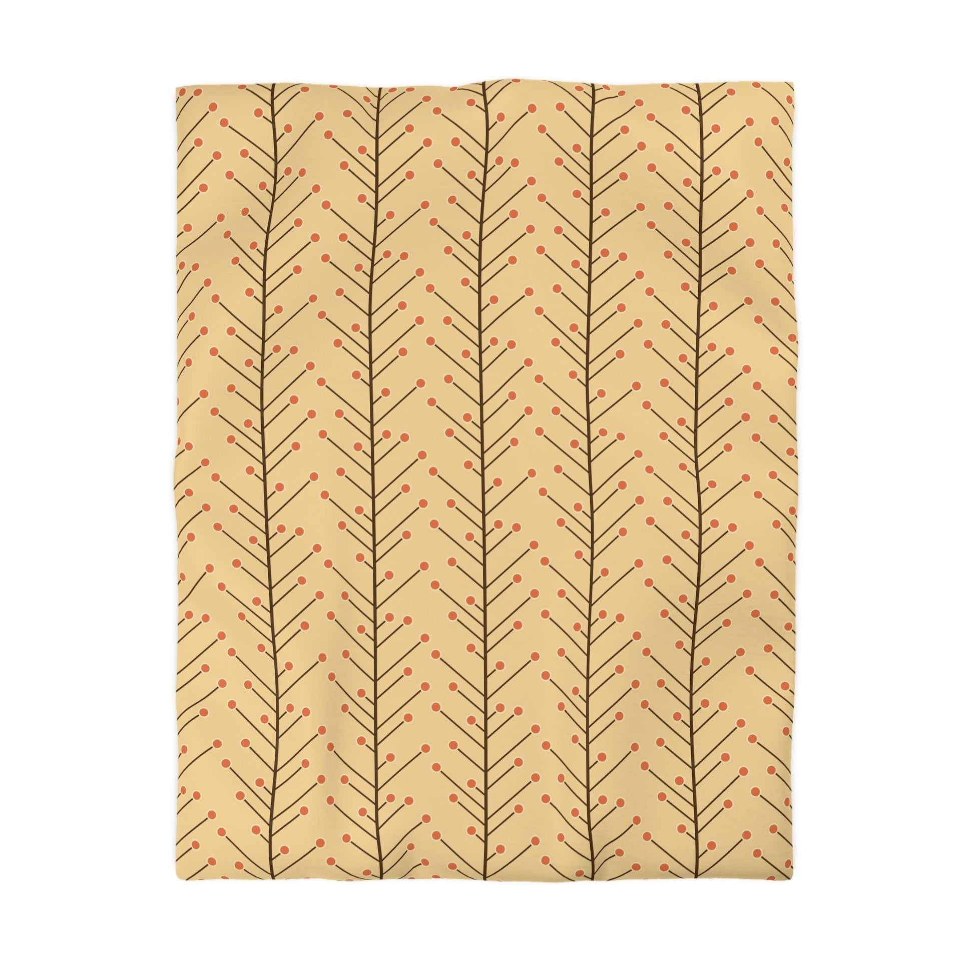 Retro 50s Mid Century Mod, Minimalist Trees Yellow Beige Duvet Cover | lovevisionkarma.com